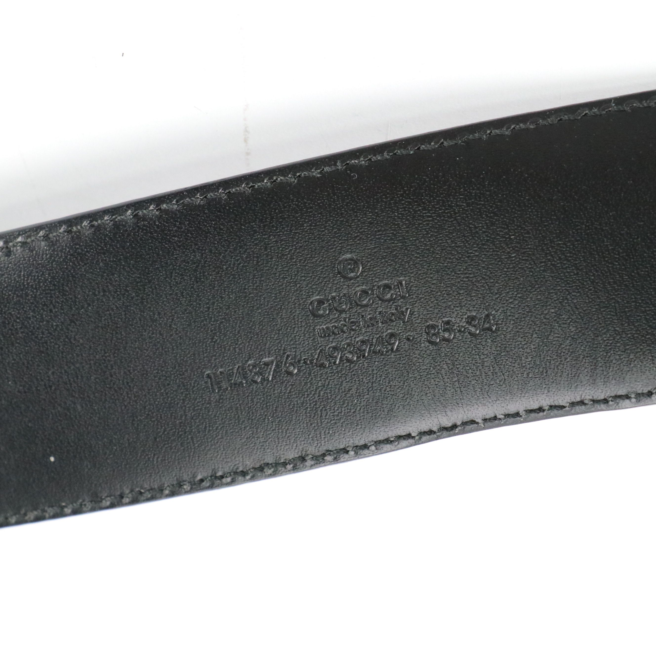 Gucci Black Guccissima Leather Belt with Gold Interlocking GG Buckle