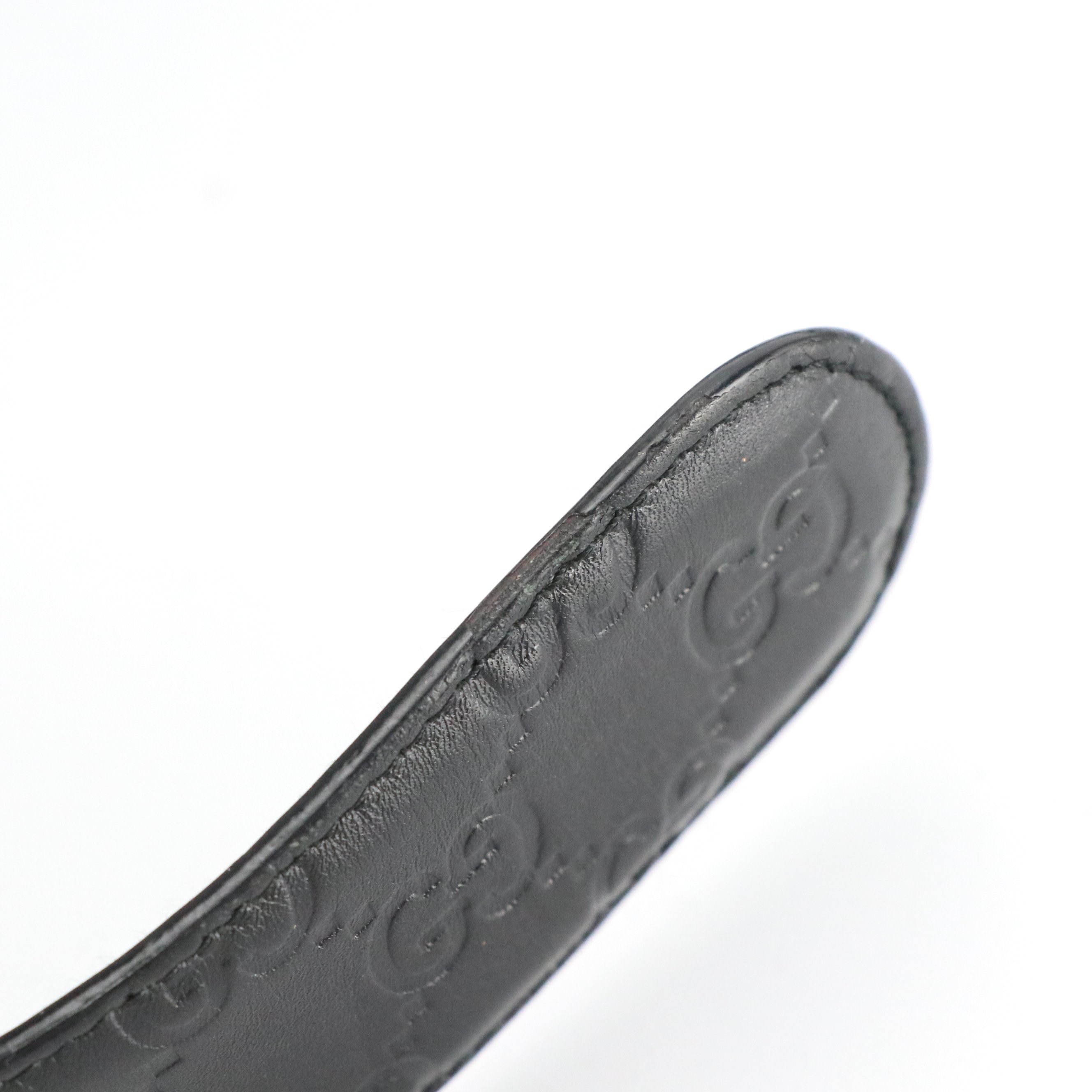 Gucci Black Guccissima Leather Belt with Gold Interlocking GG Buckle