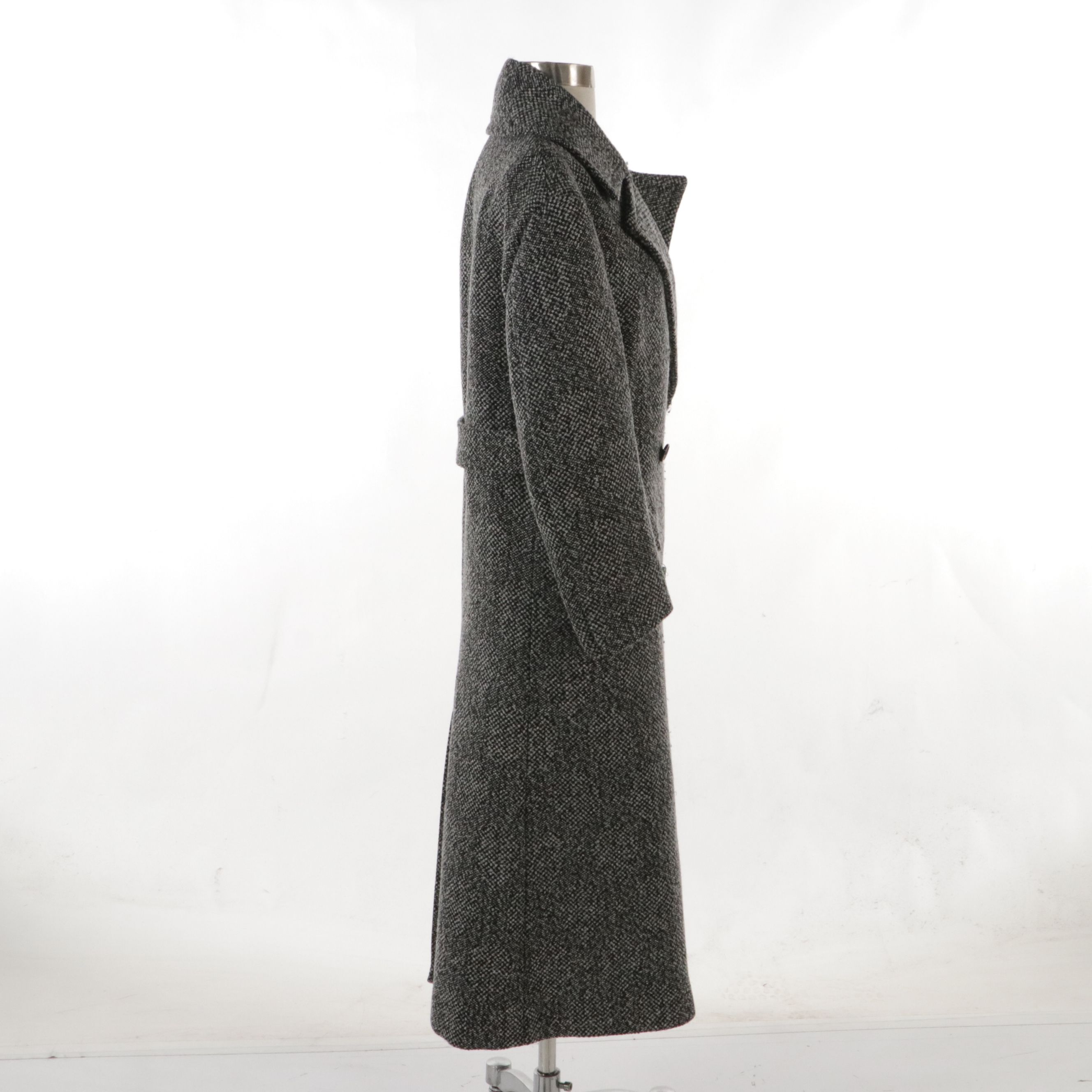 Céline Black and White Wool Blend Double Breasted Coat