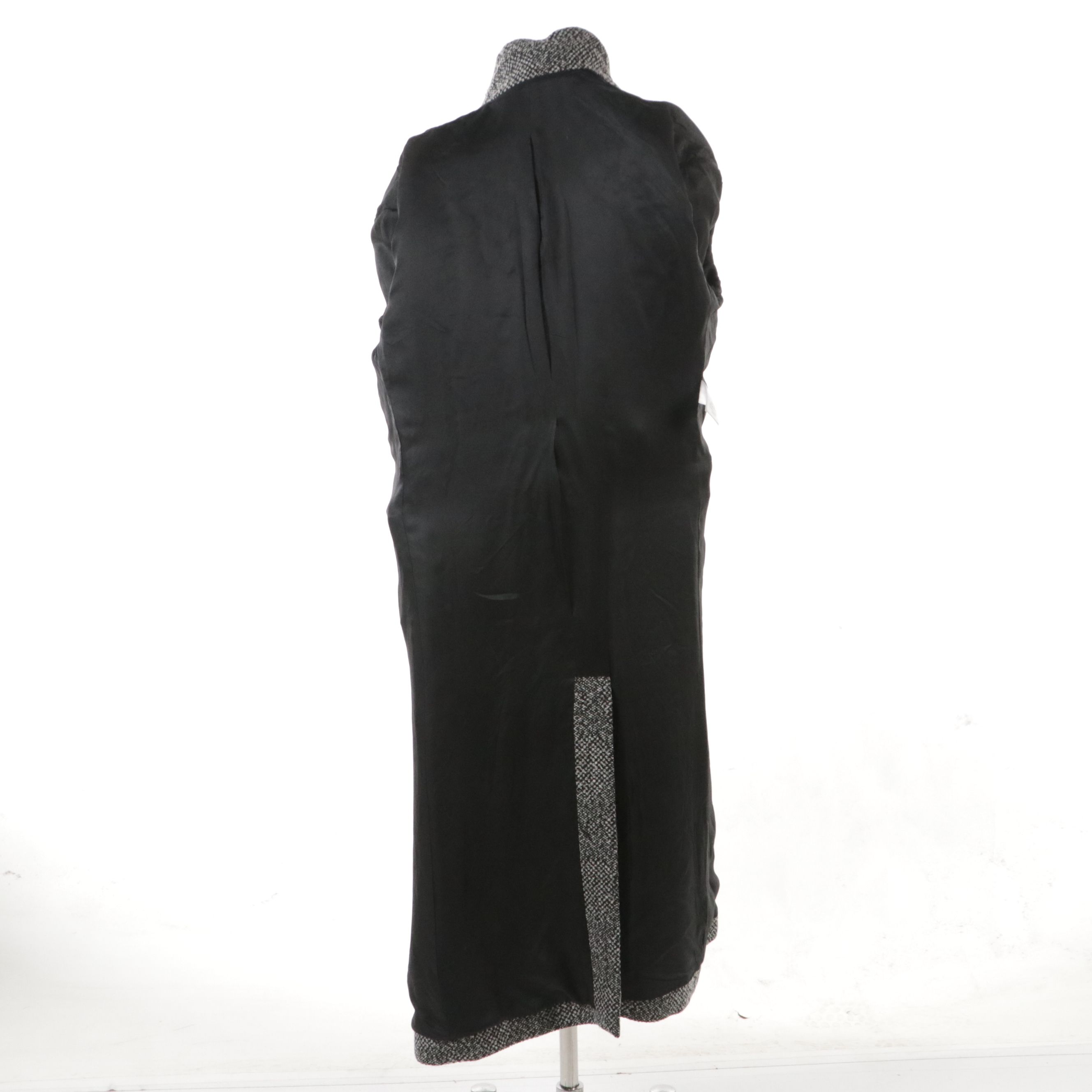 Céline Black and White Wool Blend Double Breasted Coat