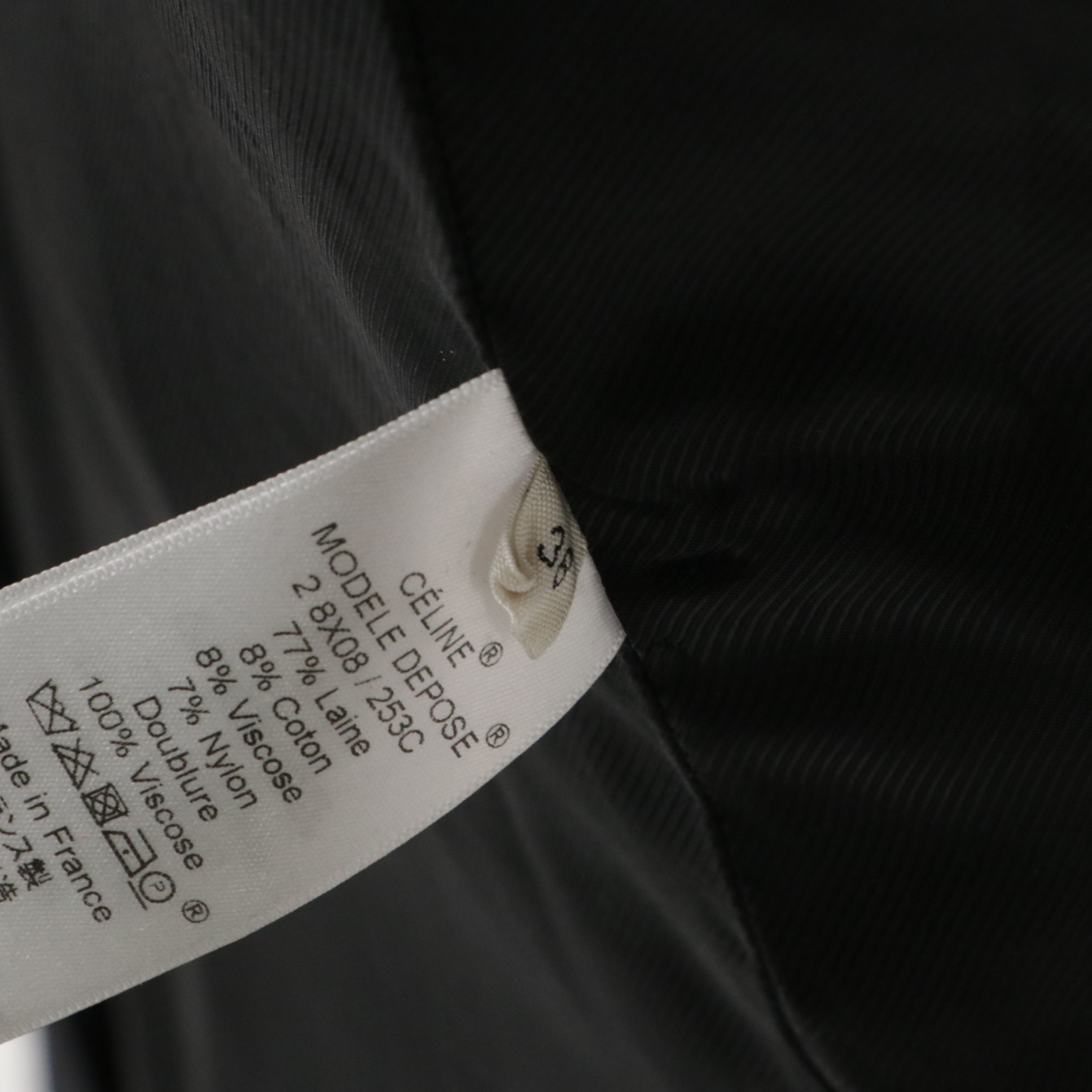 Céline Black and White Wool Blend Double Breasted Coat