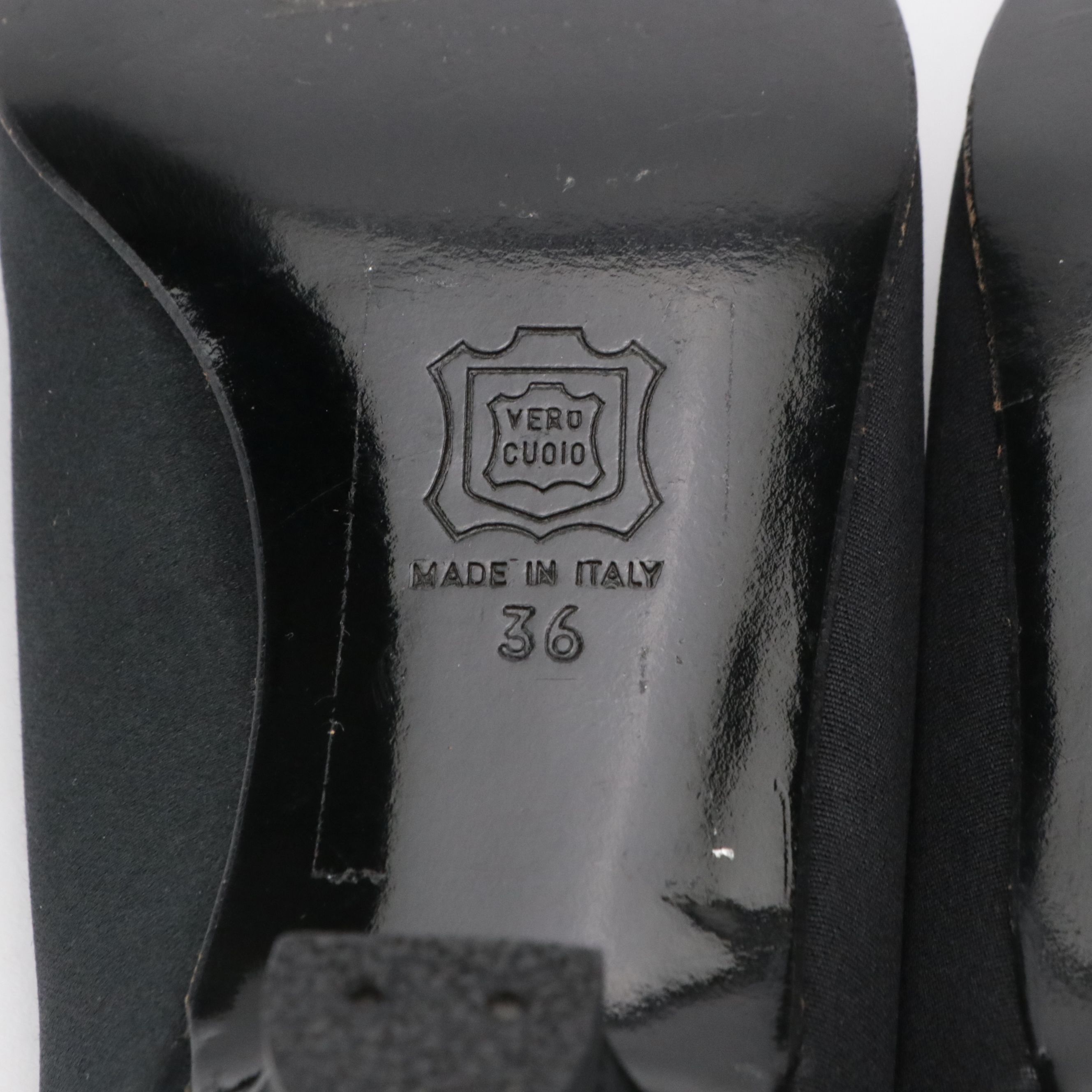 Celine Vintage Dress Heels in Black Fabric and Rhinestone Embellishments