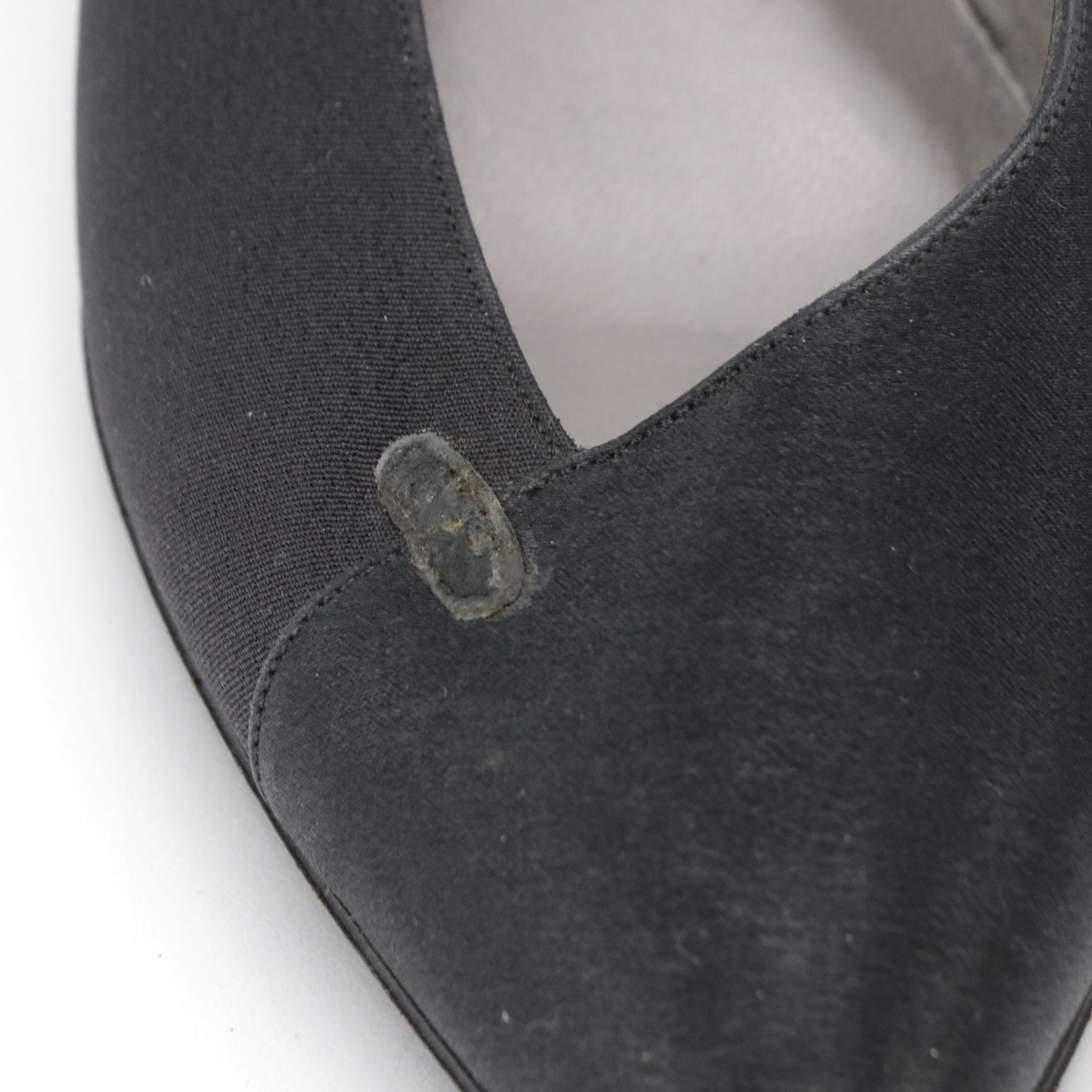 Celine Vintage Dress Heels in Black Fabric and Rhinestone Embellishments