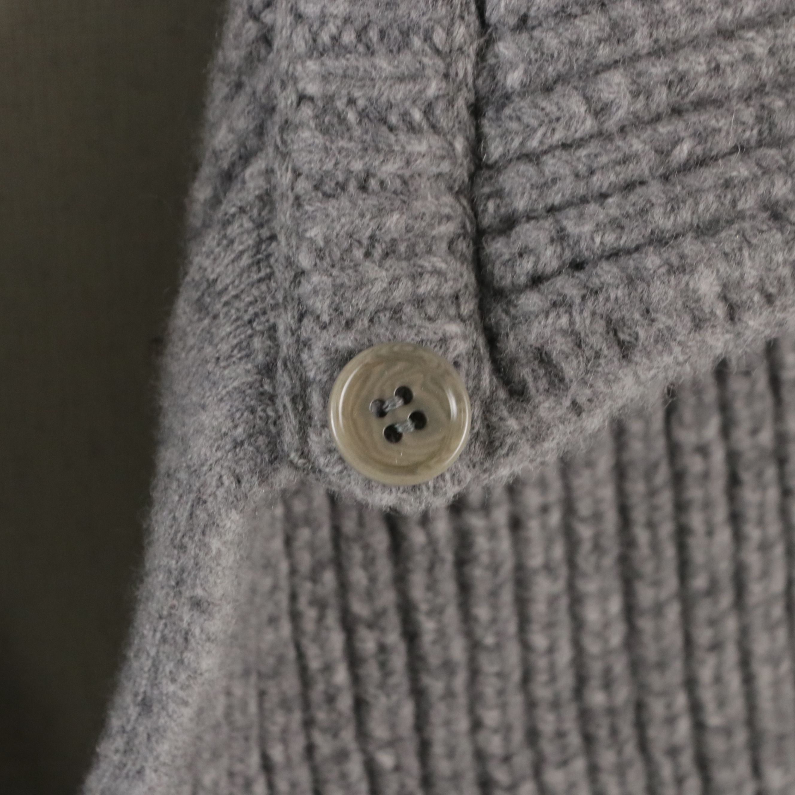 Givenchy Gray Wool Cable Knit Single Button Shawl Collar Cardigan Sweater