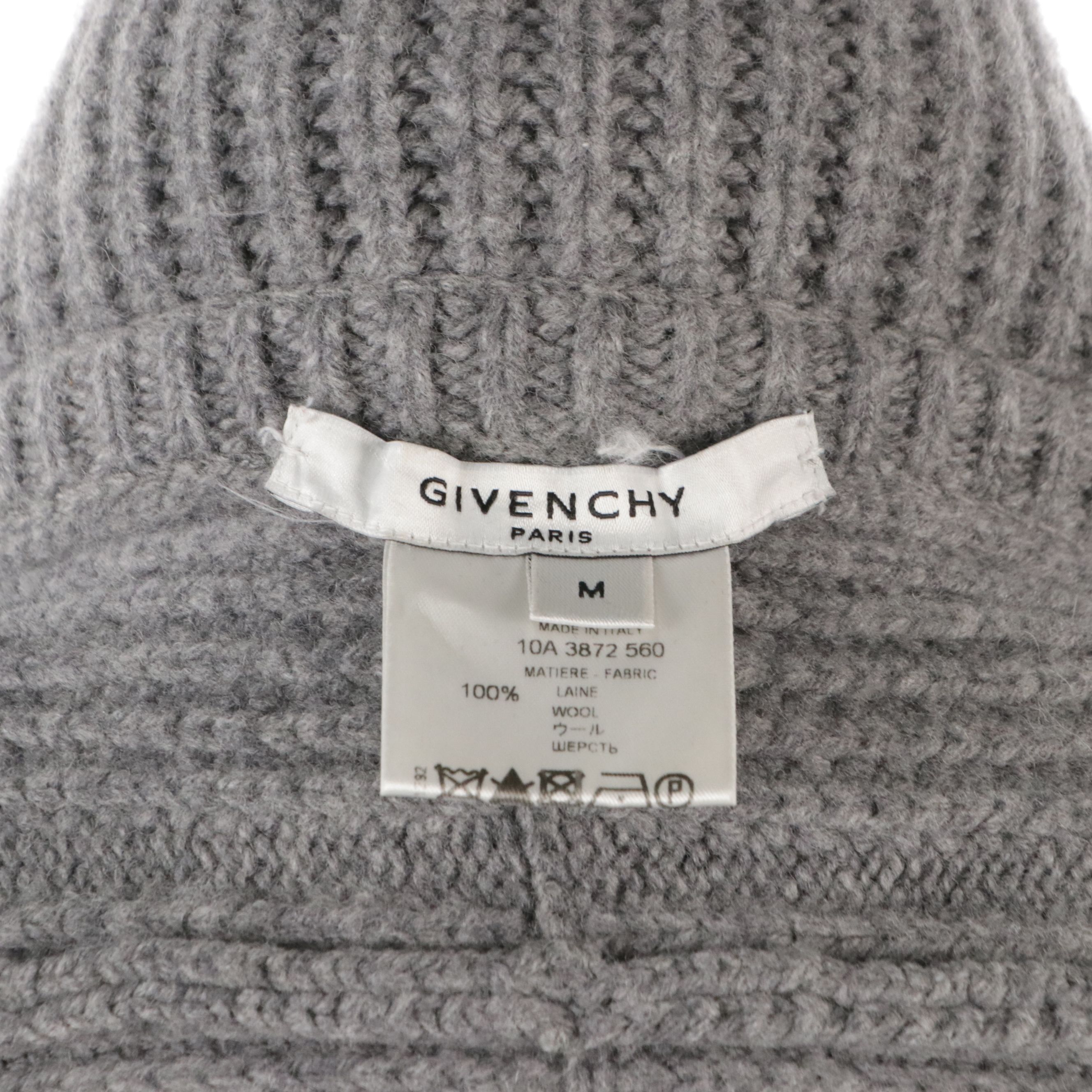 Givenchy Gray Wool Cable Knit Single Button Shawl Collar Cardigan Sweater