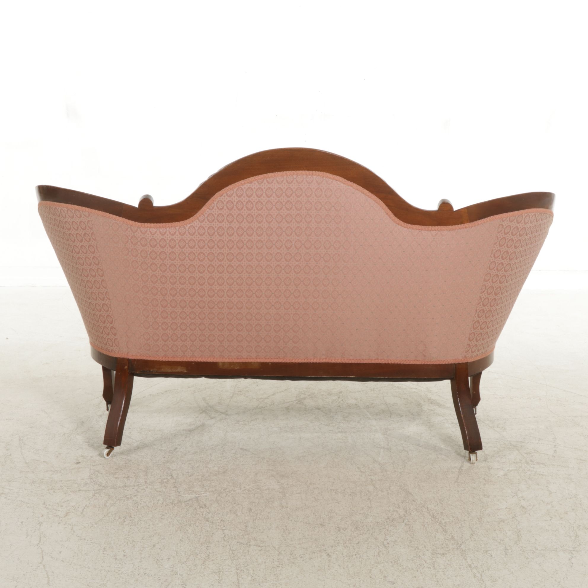 Victorian Carved Mahogany Balloon Back Sofa and Walnut Side Chair