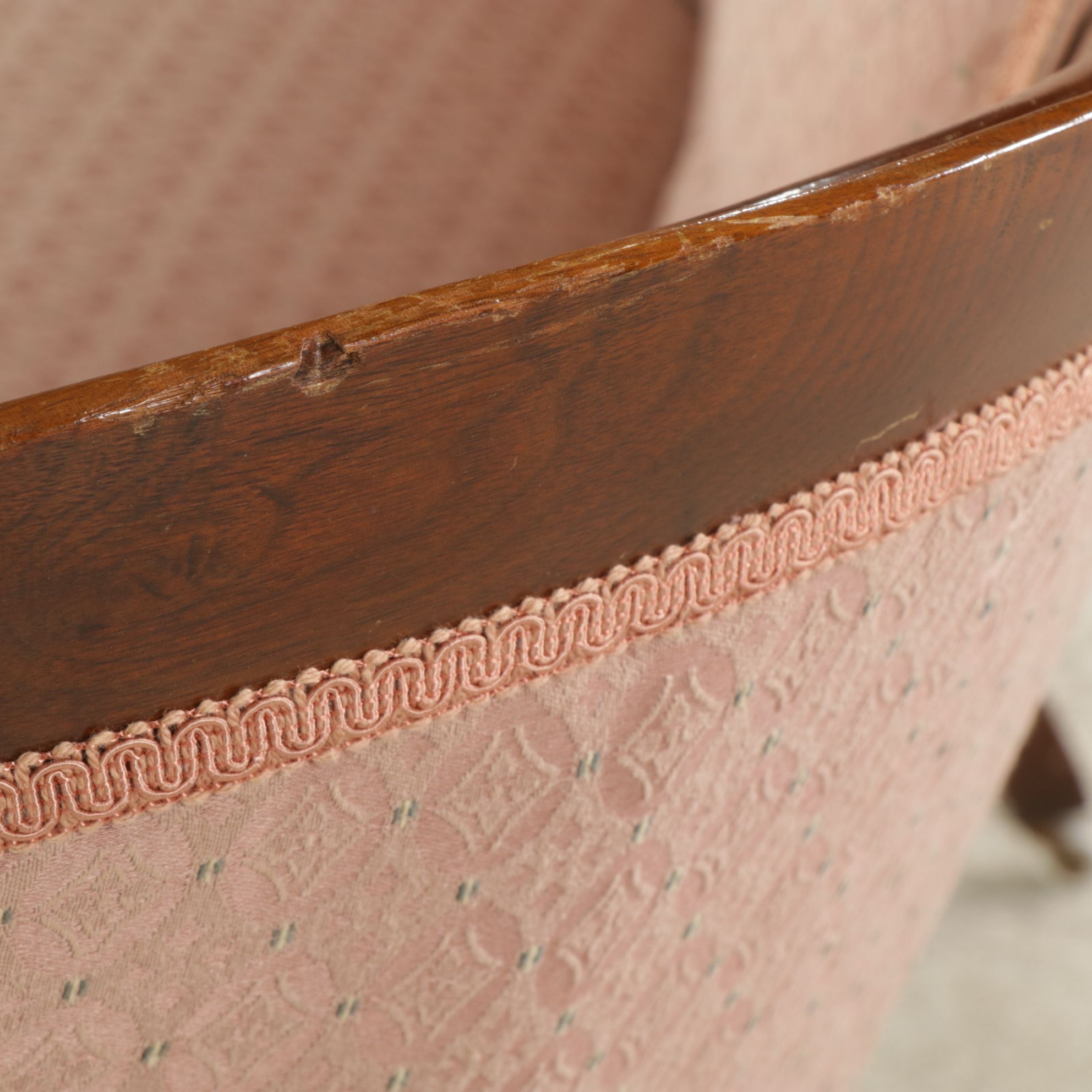 Victorian Carved Mahogany Balloon Back Sofa and Walnut Side Chair