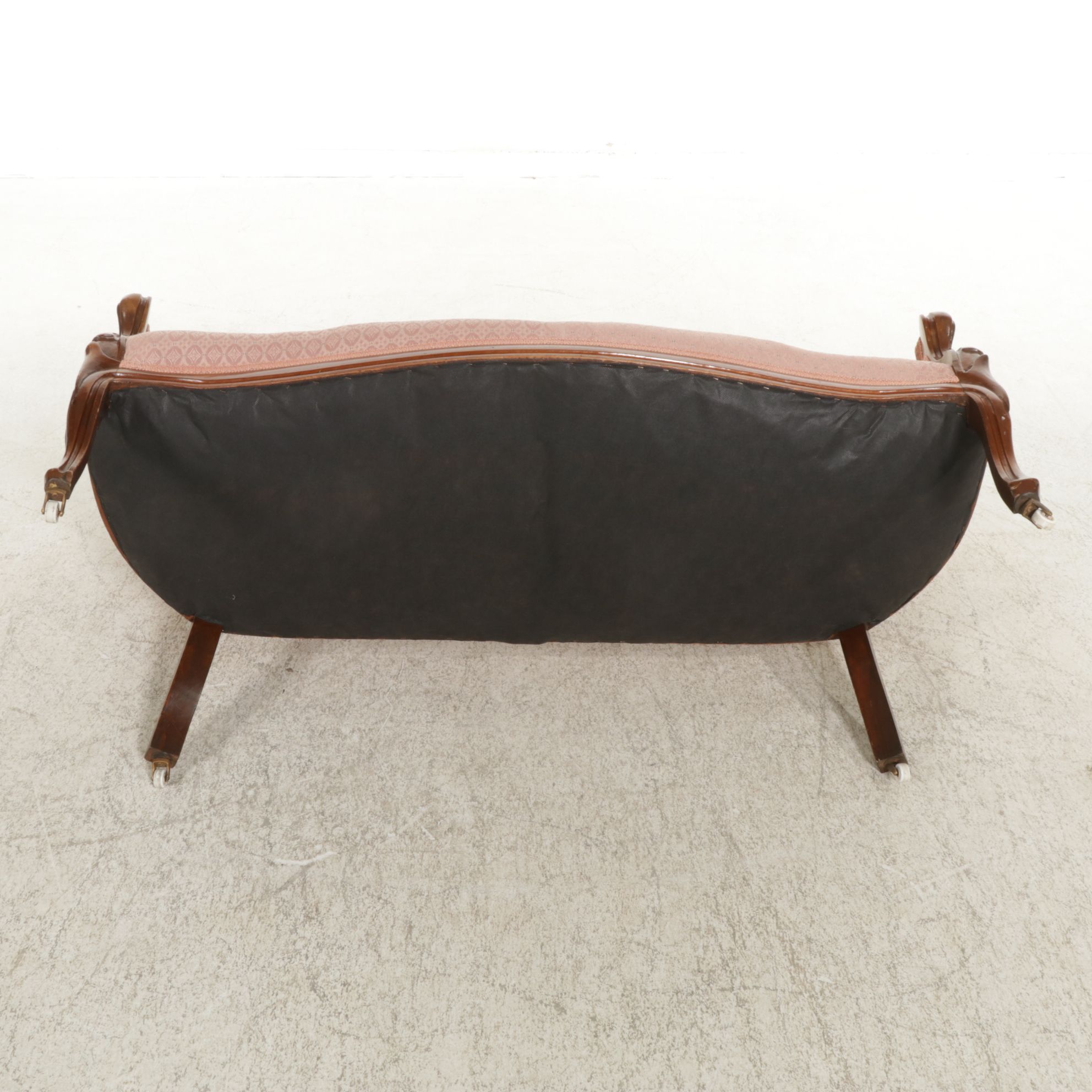 Victorian Carved Mahogany Balloon Back Sofa and Walnut Side Chair