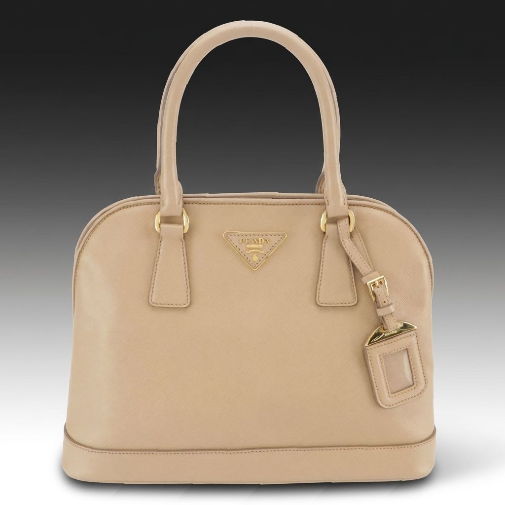 Prada Promenade Top Handle Two-Way Tote Bag in Beige Saffiano Lux Leather