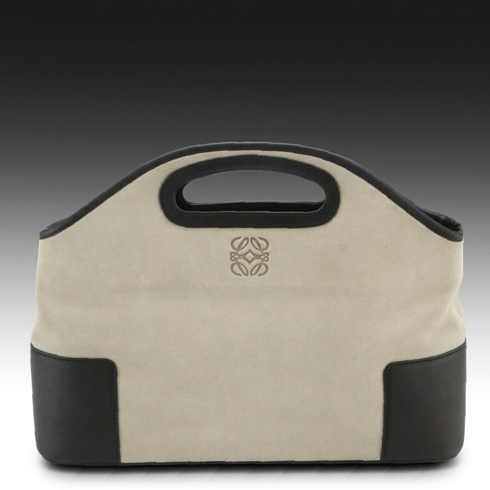 Loewe Bicolor Suede and Leather Anagram Cut-Out Tote Bag