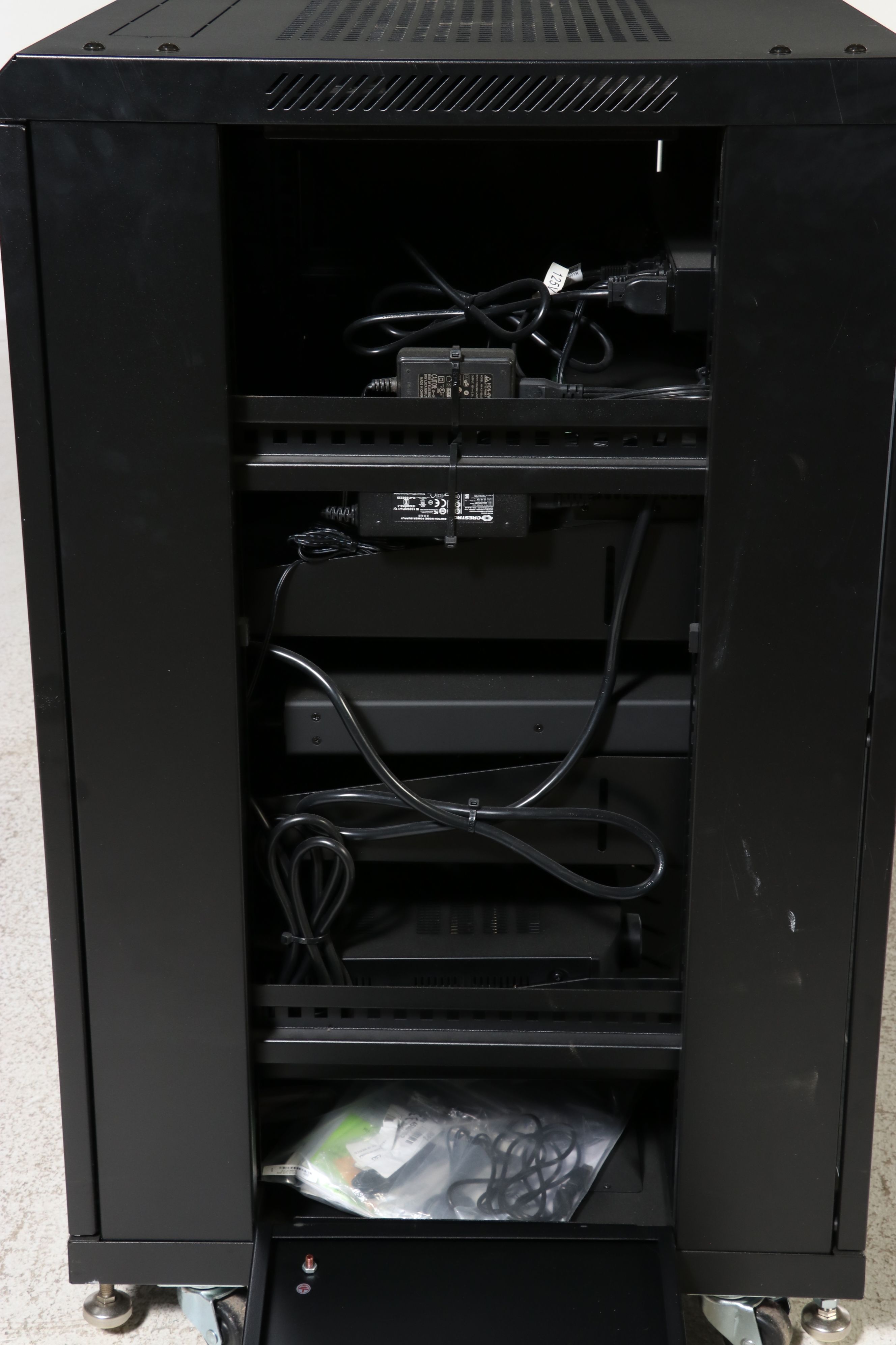 Omnimount Enclosed Equipment Rack with Marantz, PF Power, Other Components