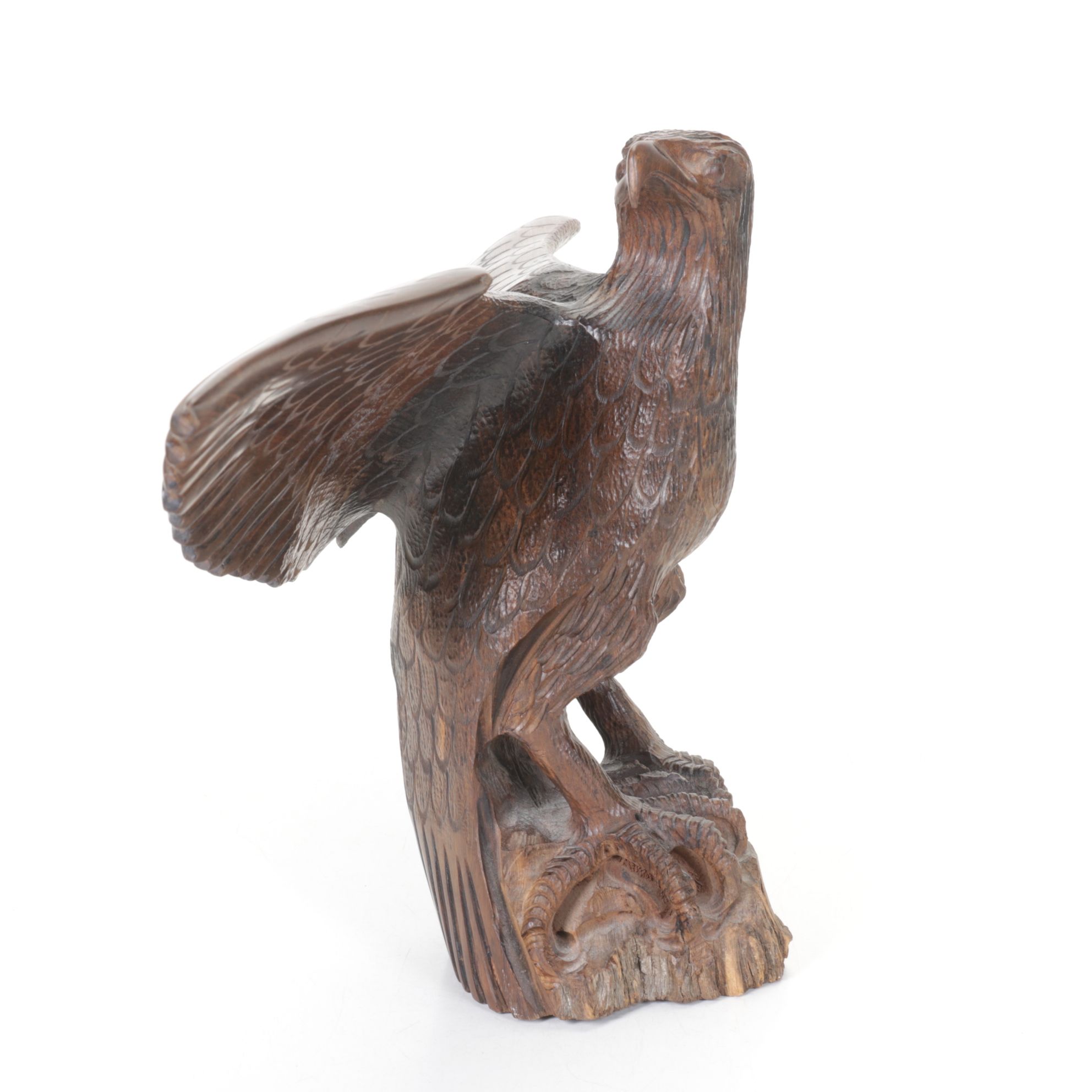 Hand Carved Wooden Eagle Sculpture