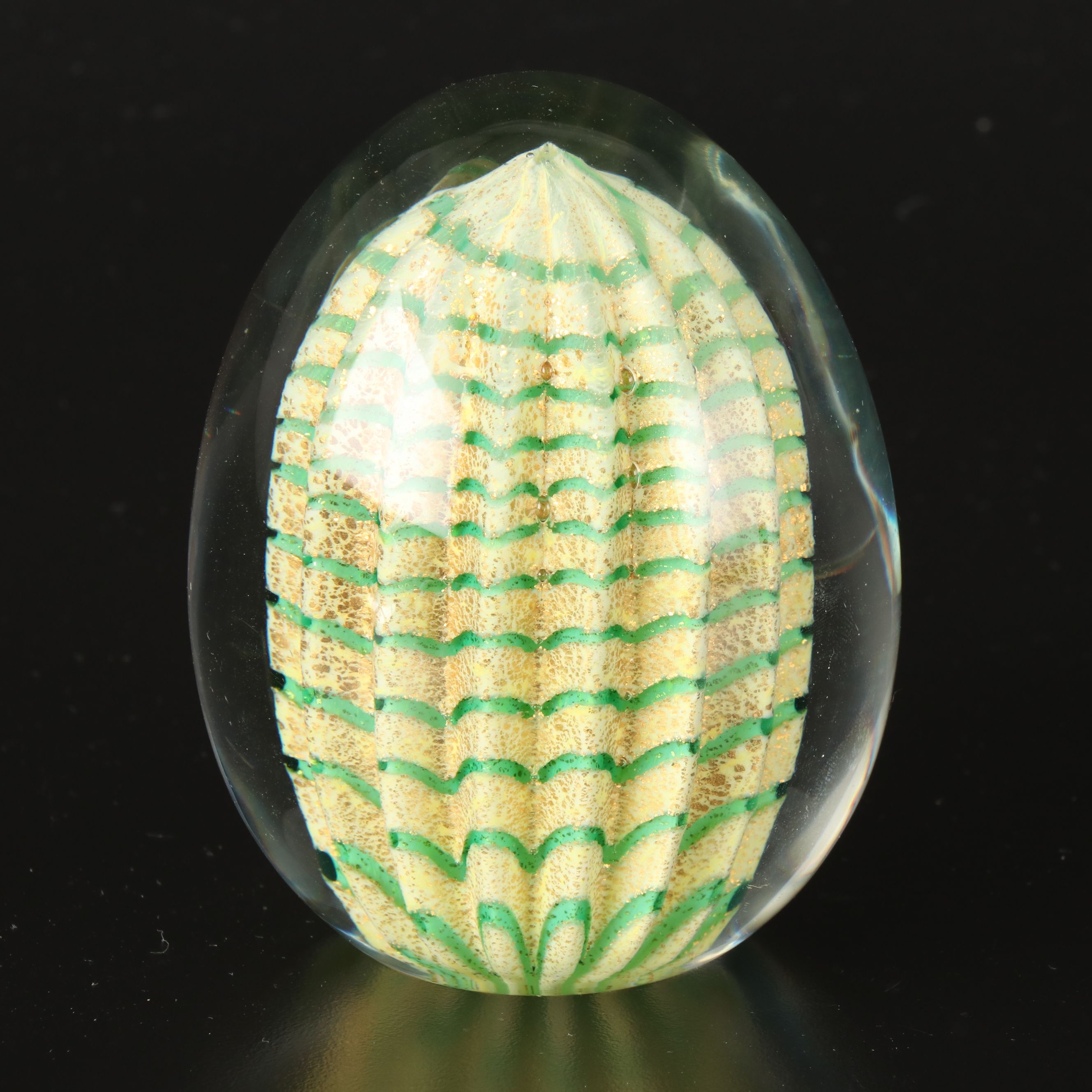 Artist Signed Spiral Bowl with Millefiori and Other Art Glass Paperweights