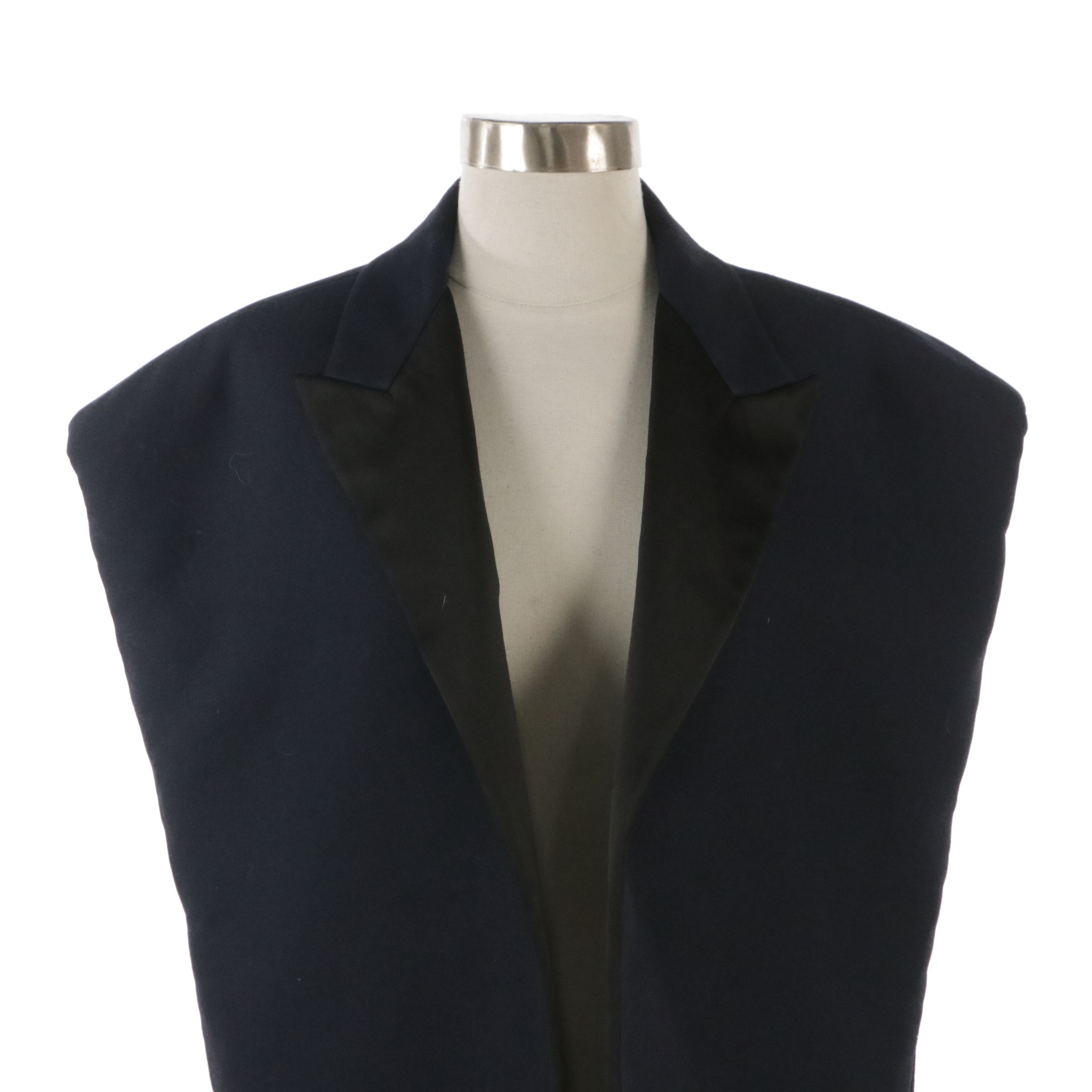 Céline Oversized Sleeveless Open-Front Jacket in Navy with Black Silk Lapel
