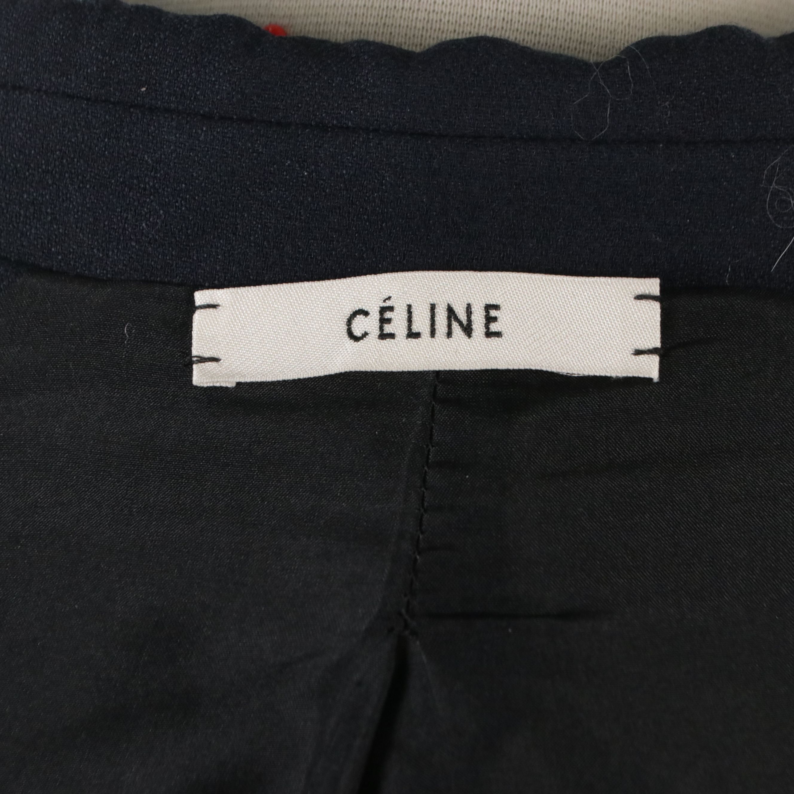 Céline Oversized Sleeveless Open-Front Jacket in Navy with Black Silk Lapel