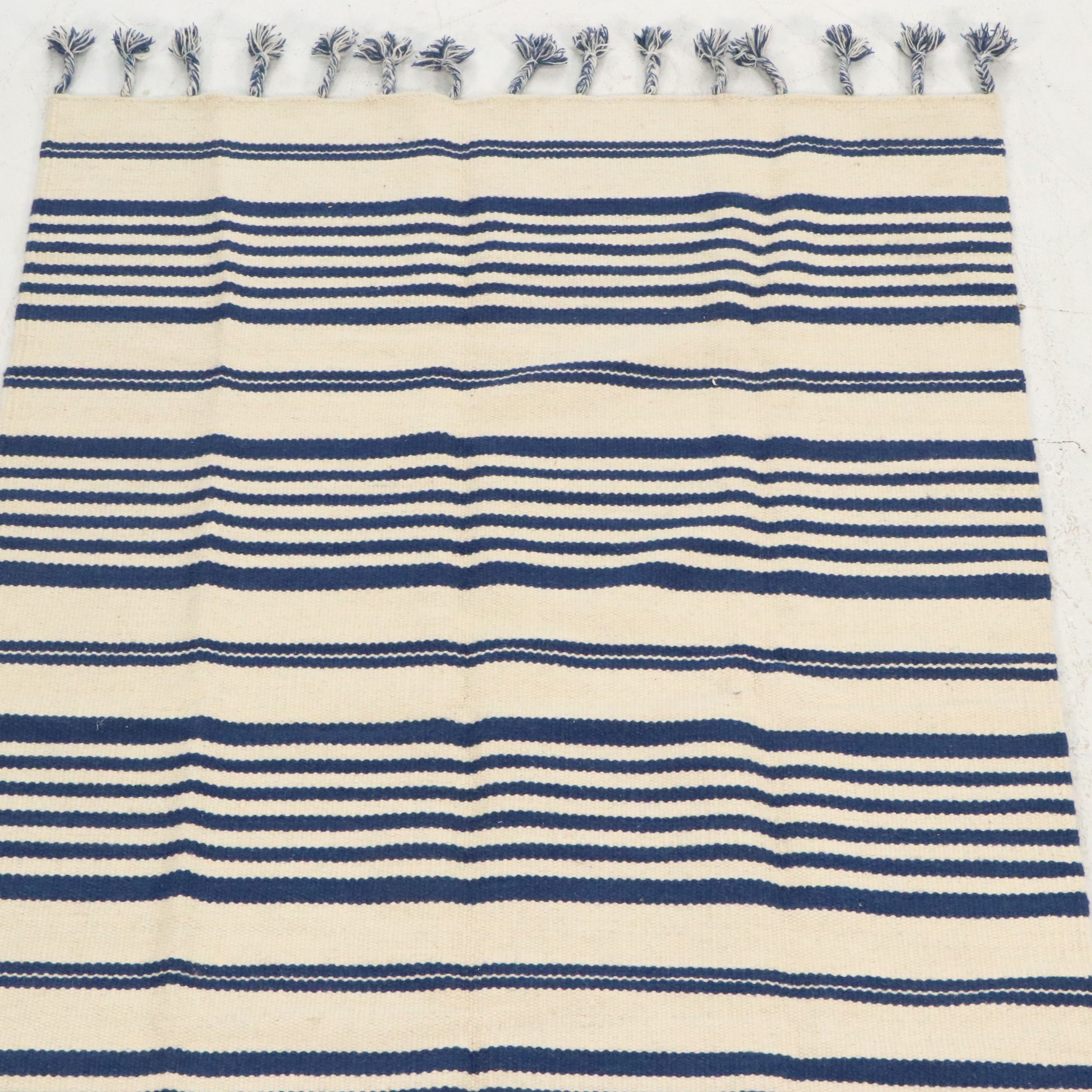 5' x 8' Handmade Contemporary Ticking Stripe Cotton Area Rug