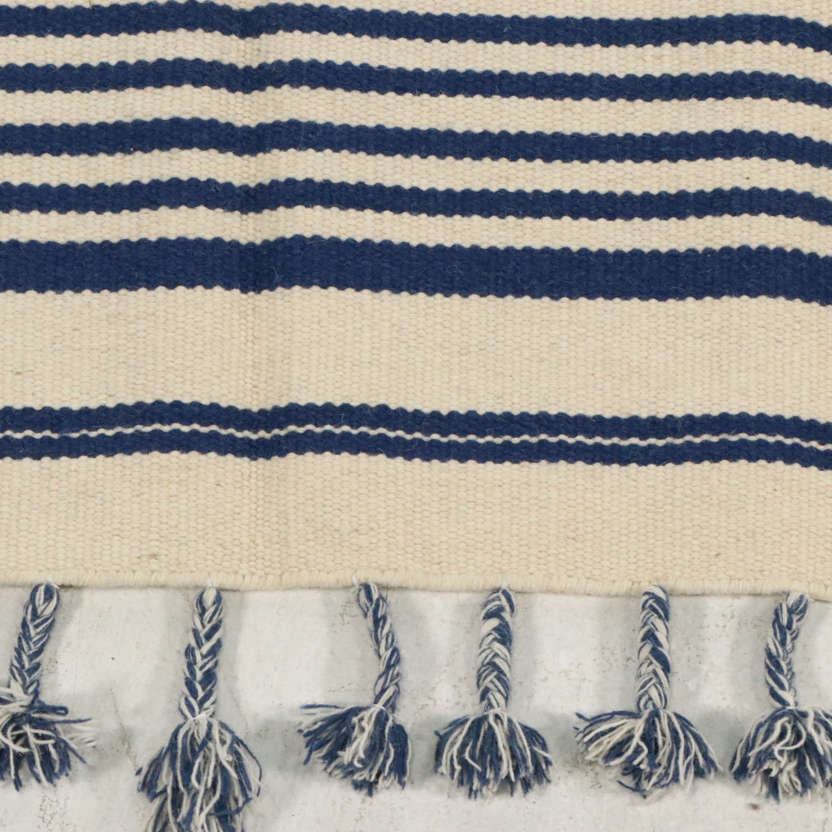 5' x 8' Handmade Contemporary Ticking Stripe Cotton Area Rug