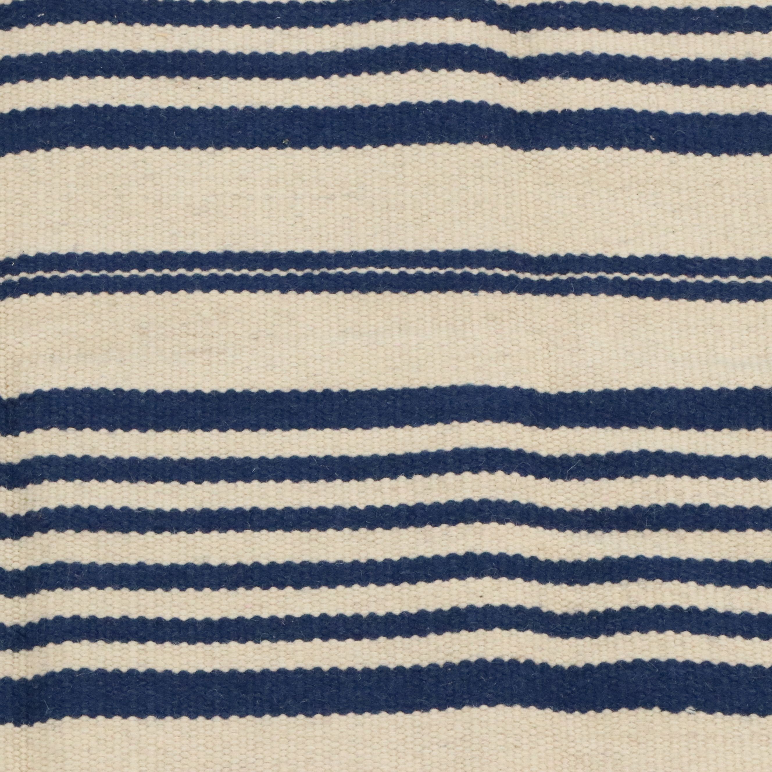 5' x 8' Handmade Contemporary Ticking Stripe Cotton Area Rug