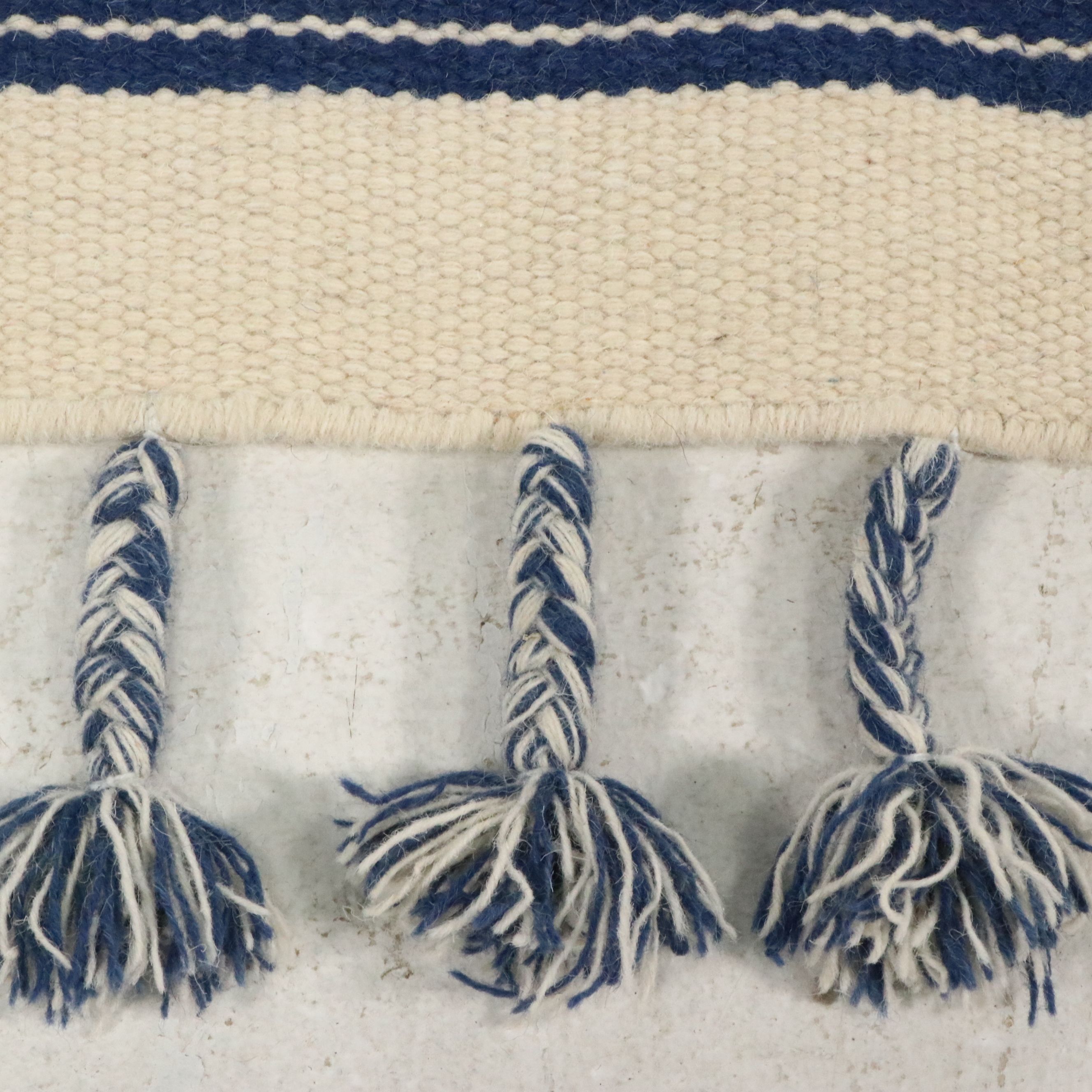 5' x 8' Handmade Contemporary Ticking Stripe Cotton Area Rug