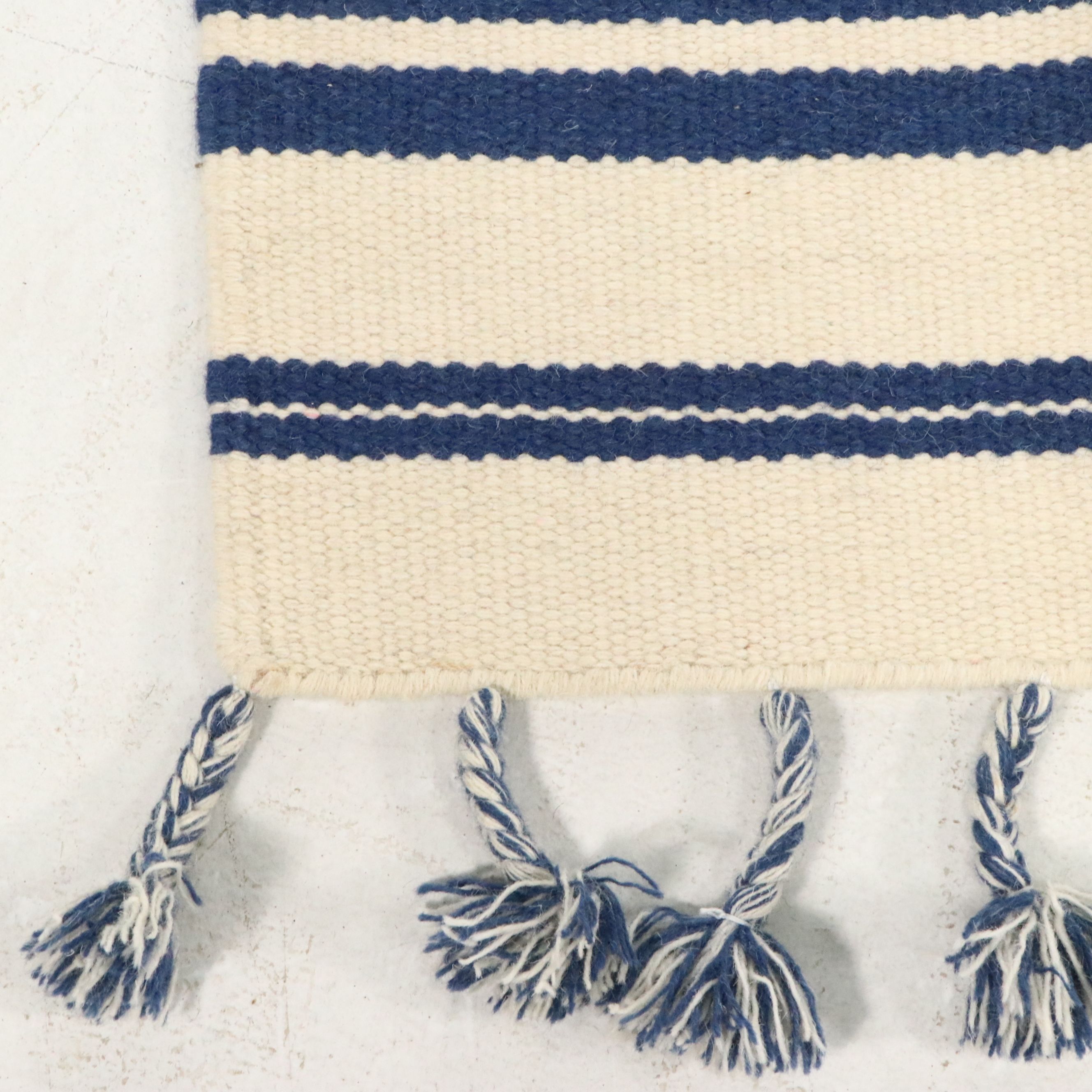 5' x 8' Handmade Contemporary Ticking Stripe Cotton Area Rug