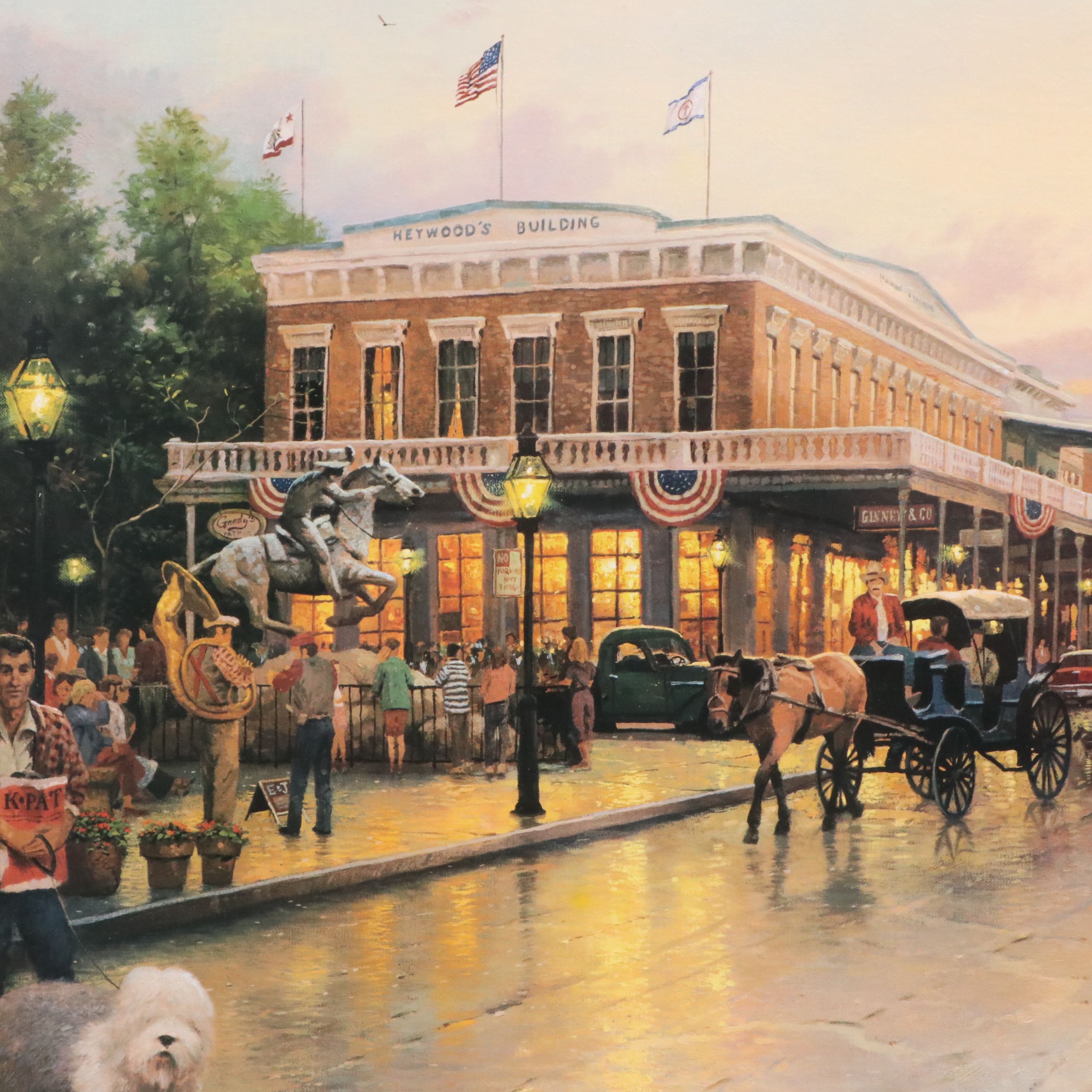 Thomas Kinkade Offset Lithograph "Main Street Celebration," 1988