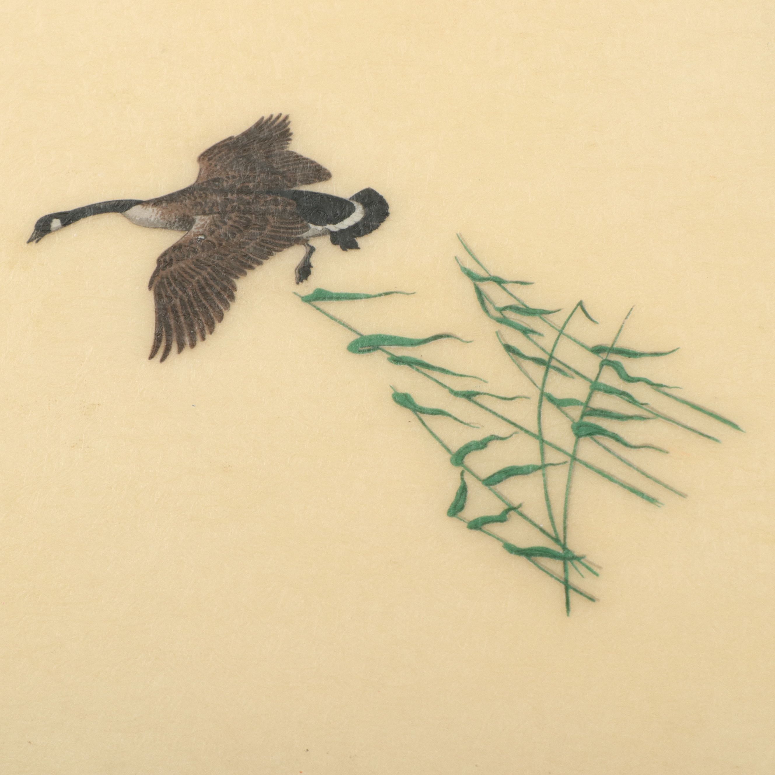 Mid Century Modern Folding Bridge Table with Waterfowl Motif