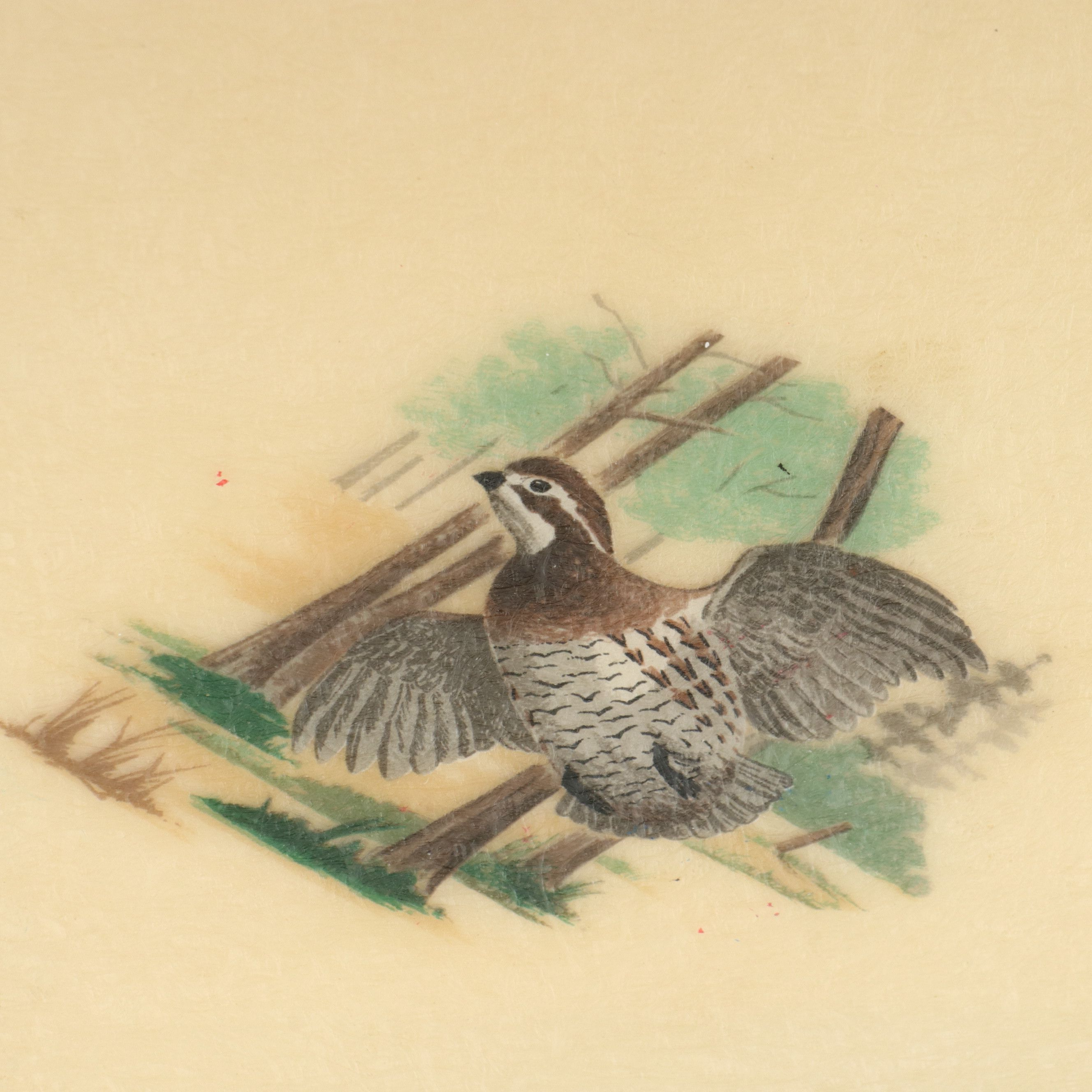 Mid Century Modern Folding Bridge Table with Waterfowl Motif