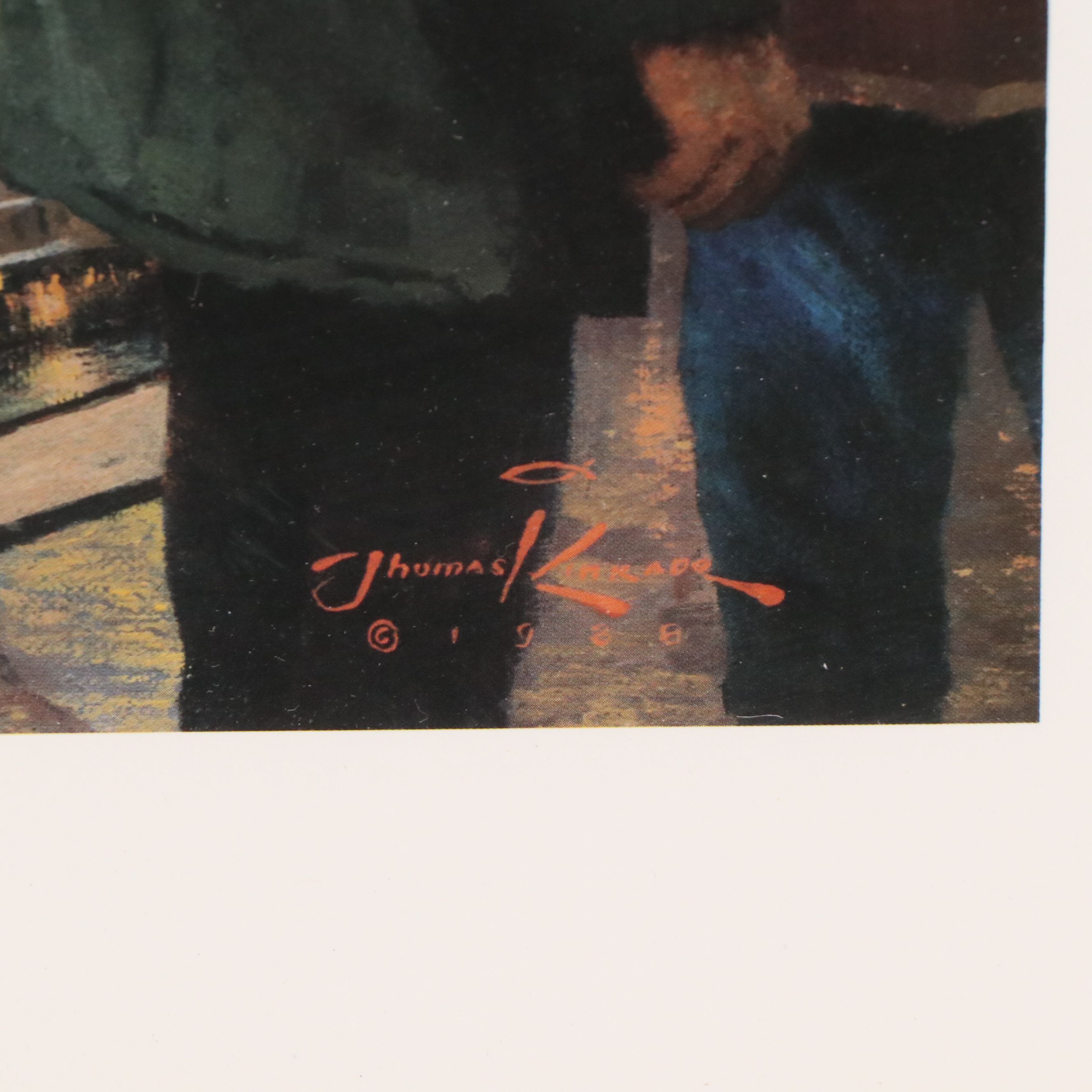 Thomas Kinkade Offset Lithograph "Main Street Celebration," 1988