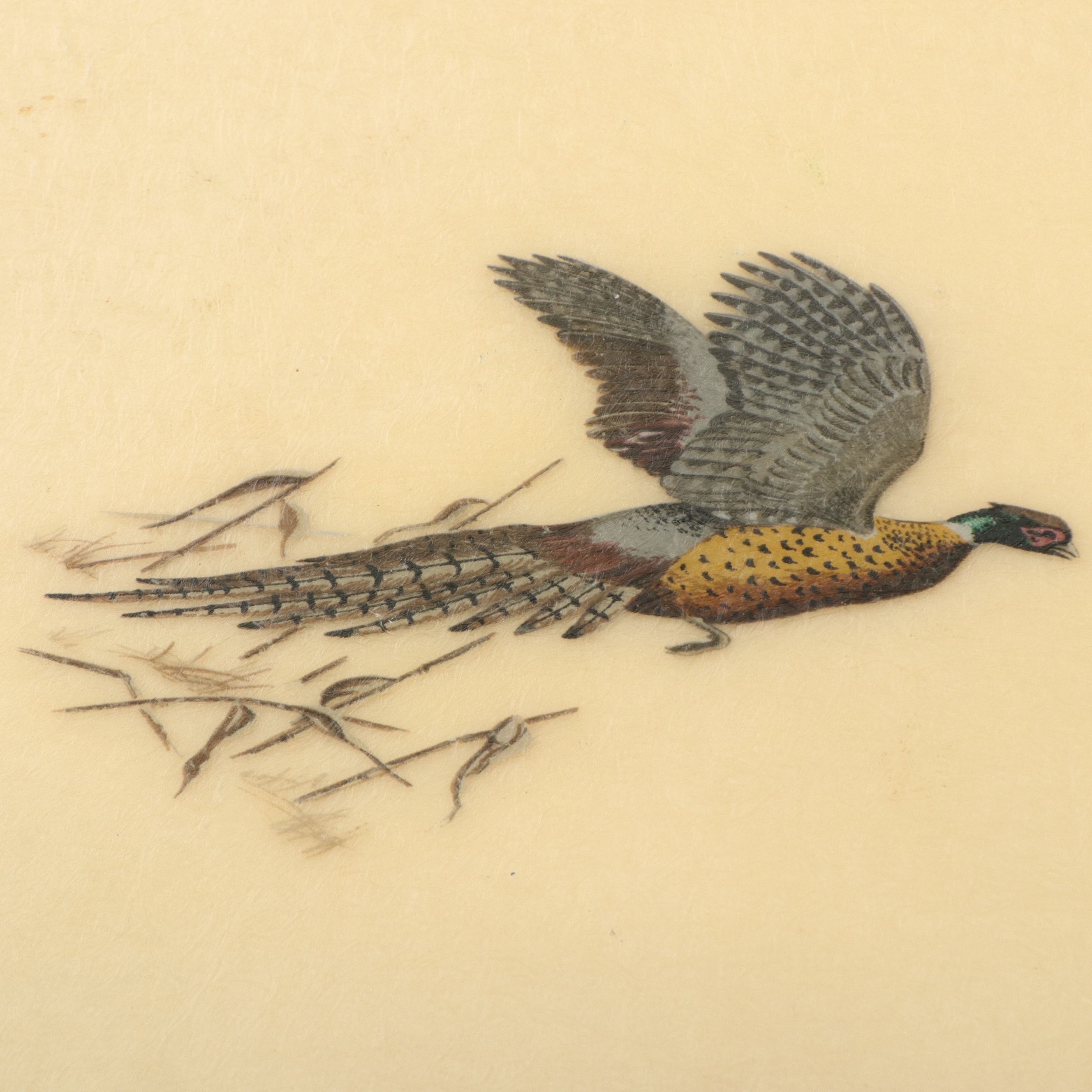 Mid Century Modern Folding Bridge Table with Waterfowl Motif