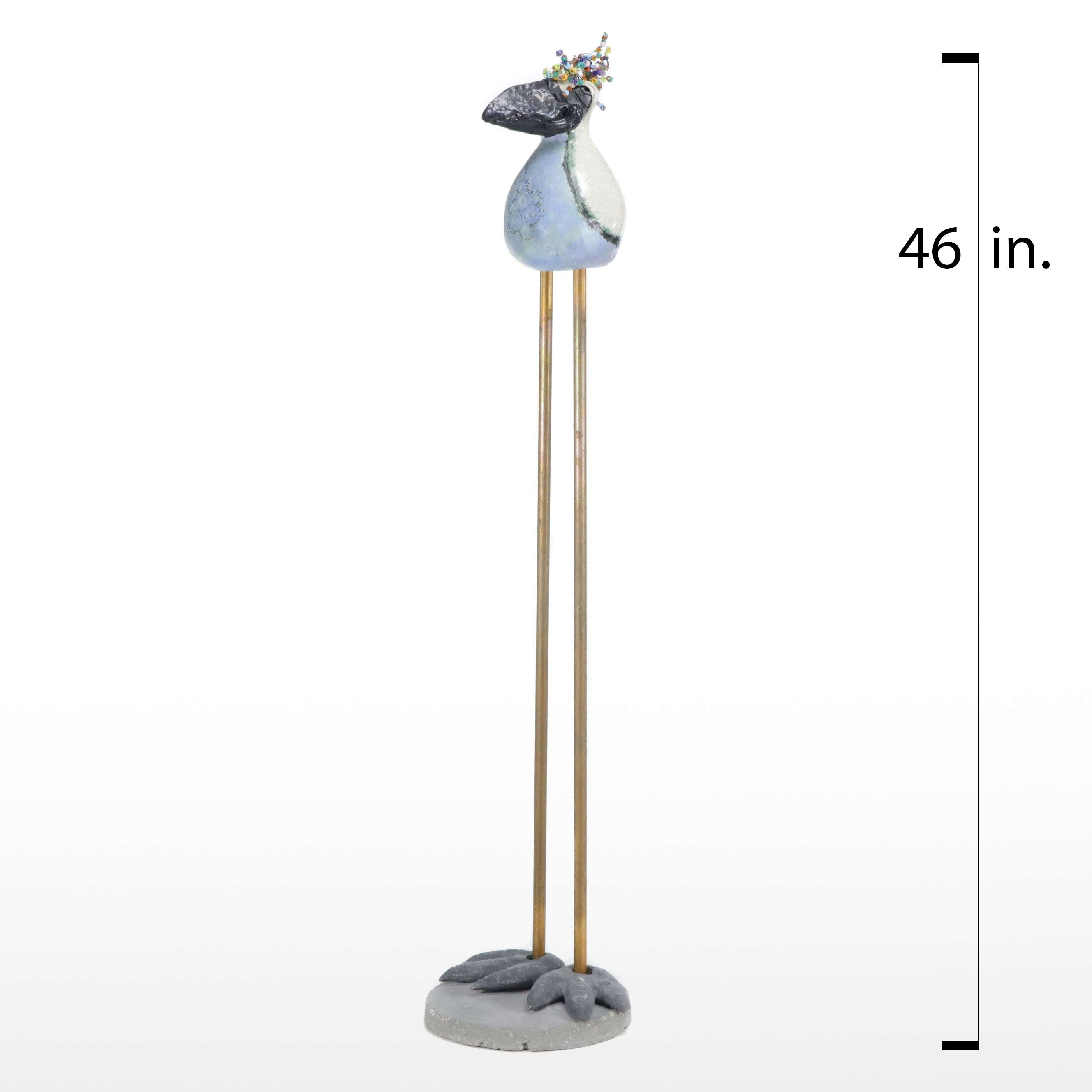 Aletha Rector Art Pottery Polychrome Bird Sculpture with Beads