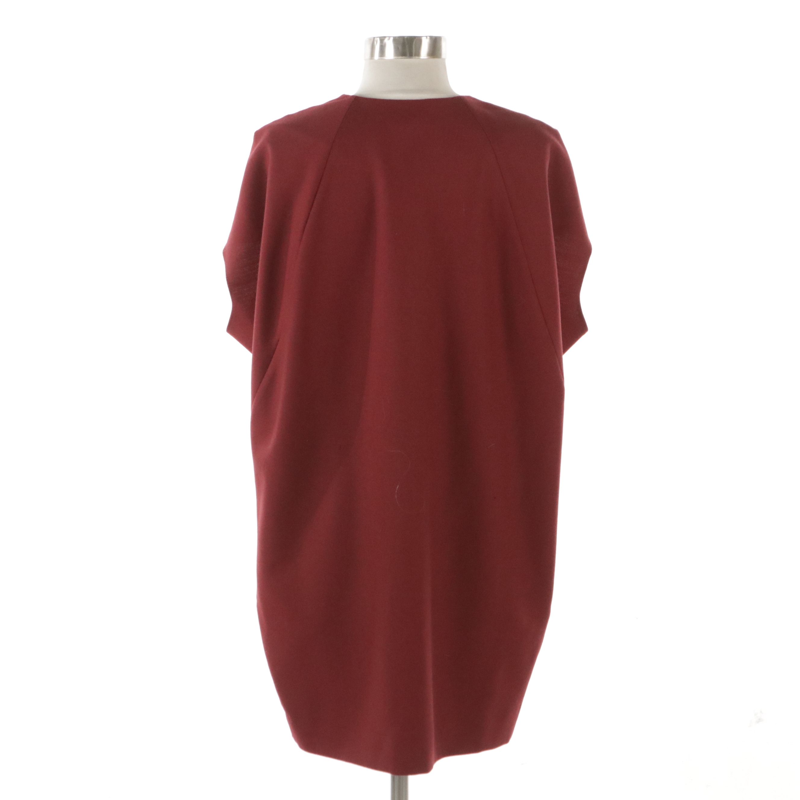 Chloé Wool Zipper-Front Cape Dress in Garnet with Silk Lining