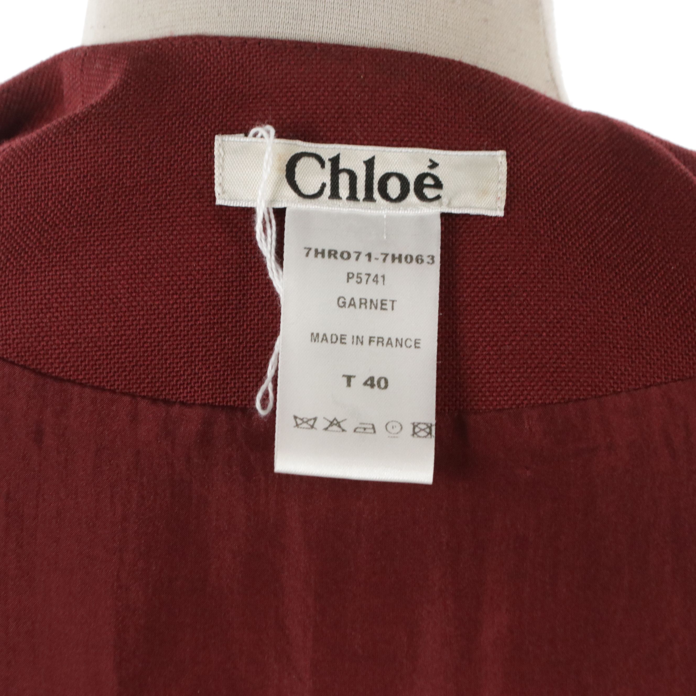 Chloé Wool Zipper-Front Cape Dress in Garnet with Silk Lining