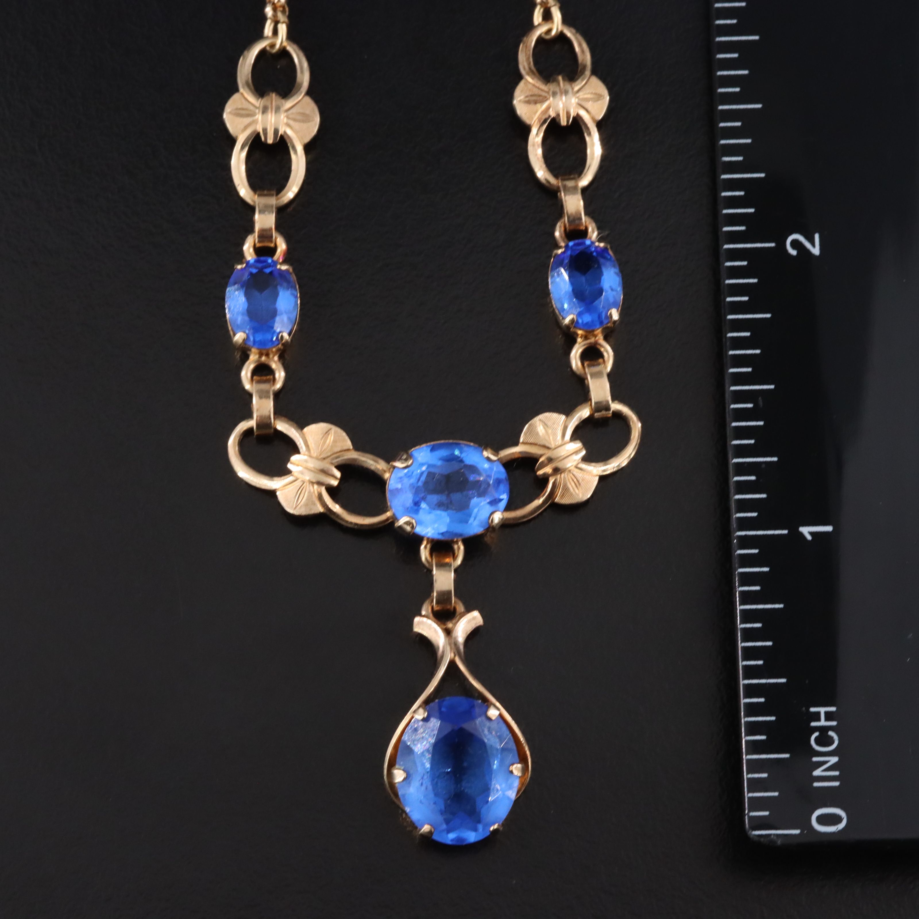 Van Dell 1960s Gold-Filled Crystal Lavalier Necklace and Screw Back Earrings