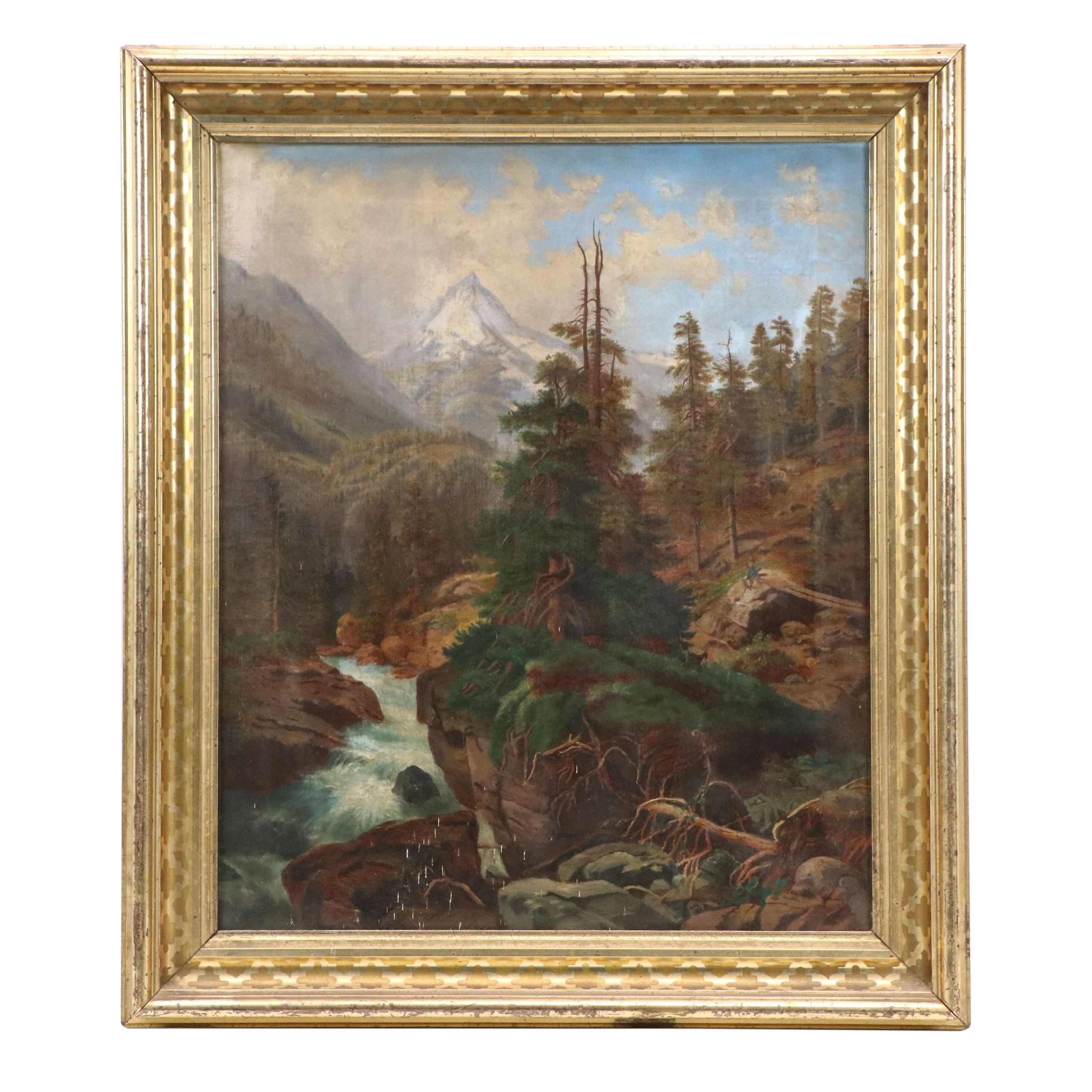 Oil Painting of Mount of the Holy Cross Landscape; Late 19th to Early 20th C.