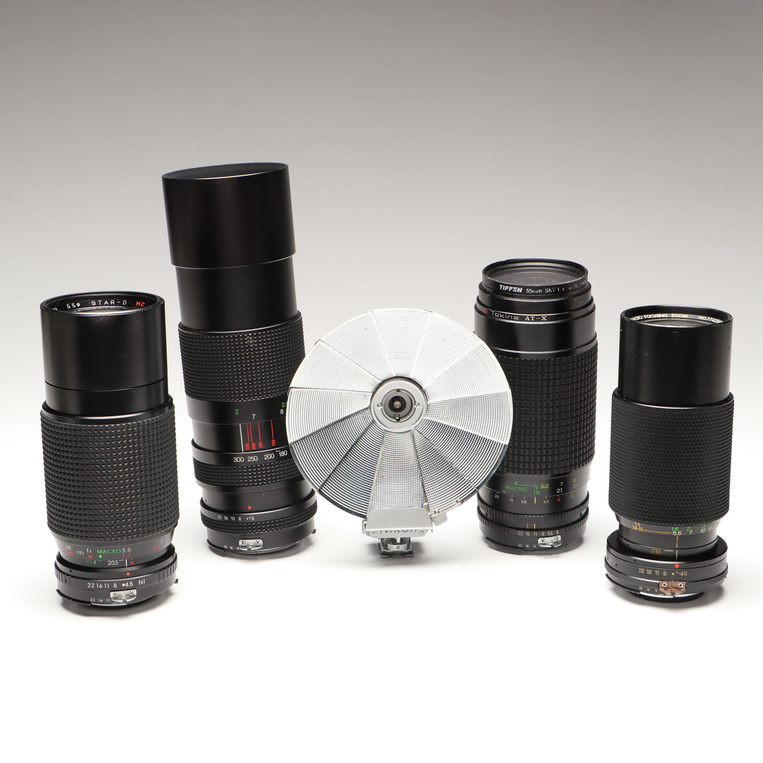 Tokina AT-X, Vivitar SMS, and More Zoom Lenses with Nikon Flash Fan Attachment