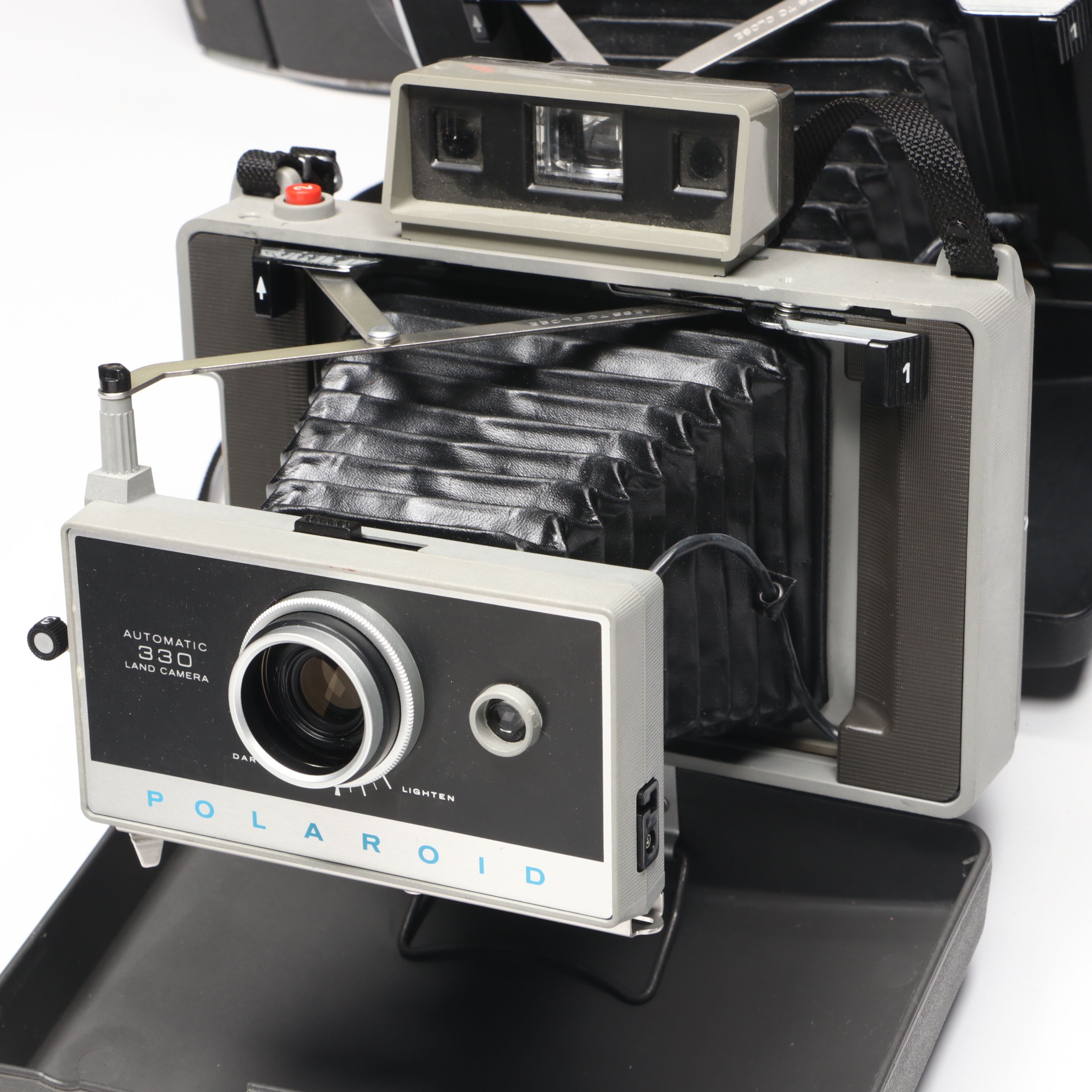 Polaroid Land Camera 150 in Case with More Folding Cameras, Mid to Late 20th C.