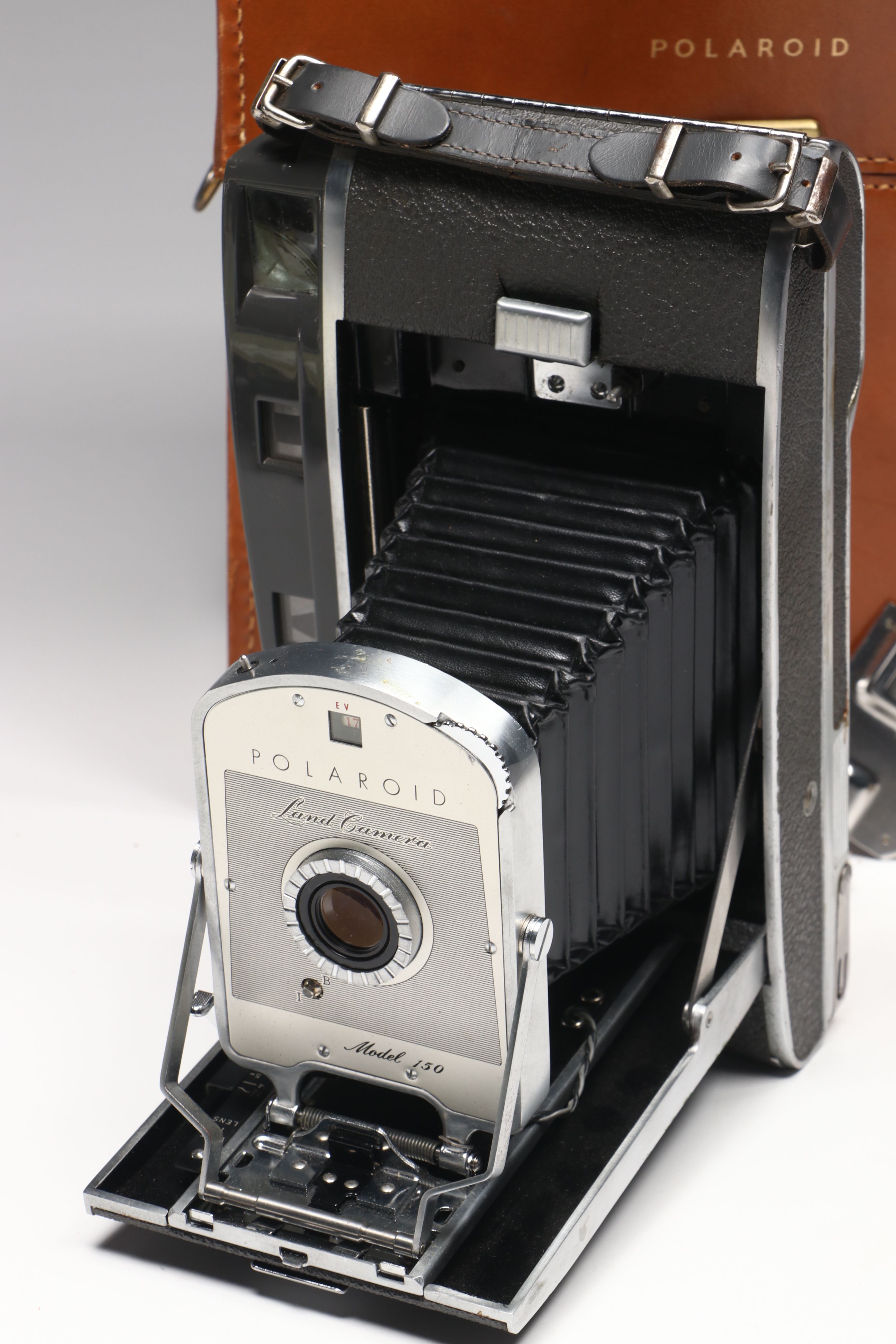 Polaroid Land Camera 150 in Case with More Folding Cameras, Mid to Late 20th C.