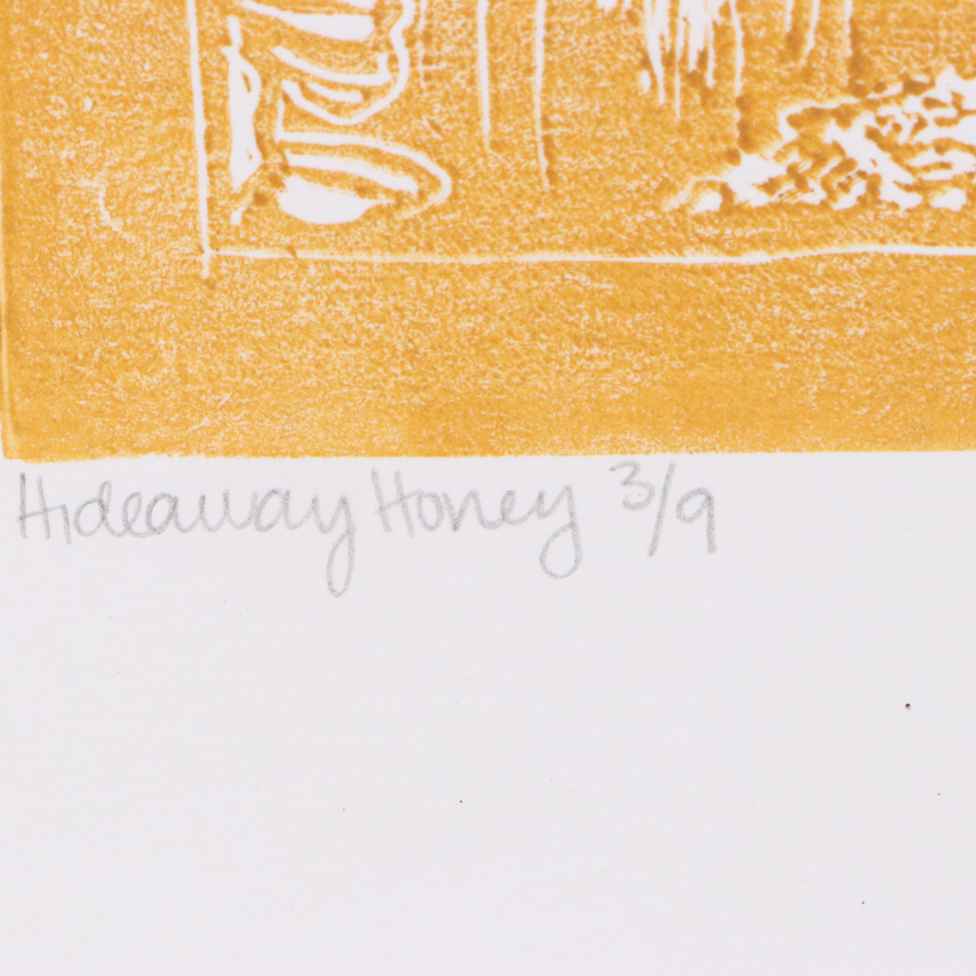 C. F. Dunn Linocut "Hideaway Honey," 2016