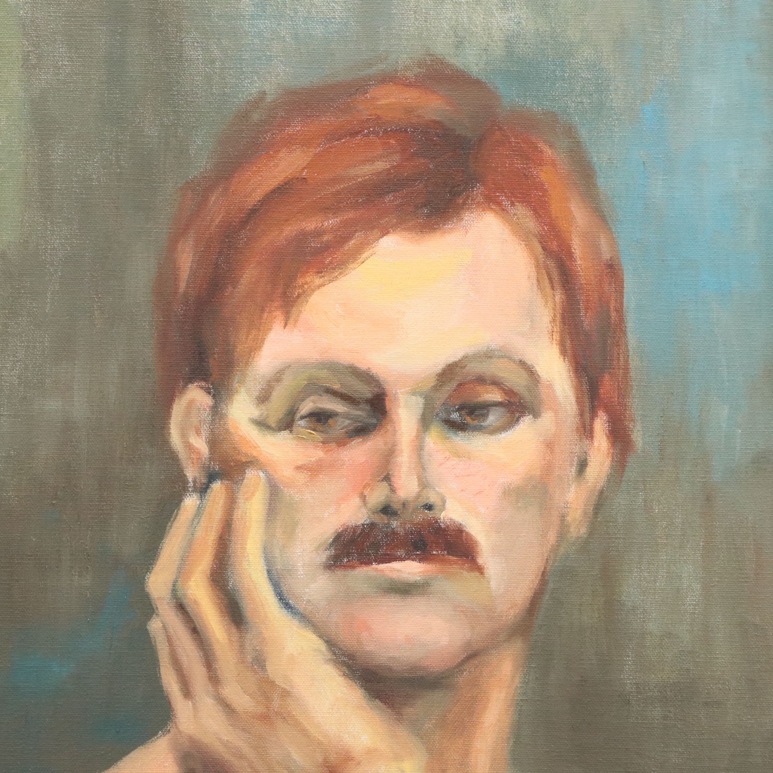 Vivian Fishbone Acrylic Painting of Man with Skull, Late 20th/21st Century