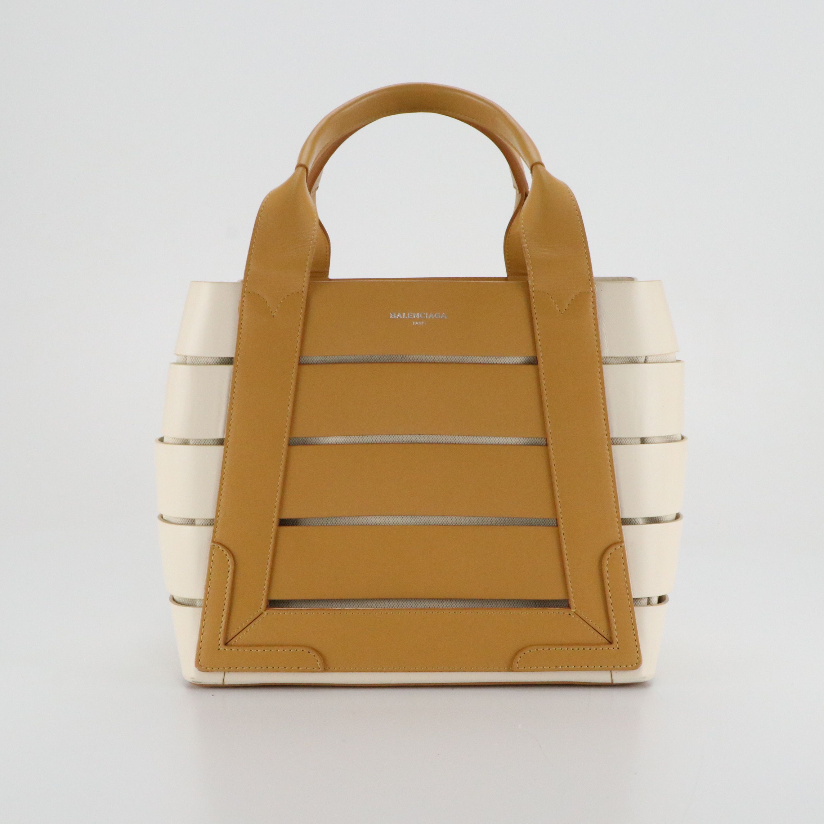 Balenciaga Top Handle Tote in Bicolor Cut Out Calfskin Leather