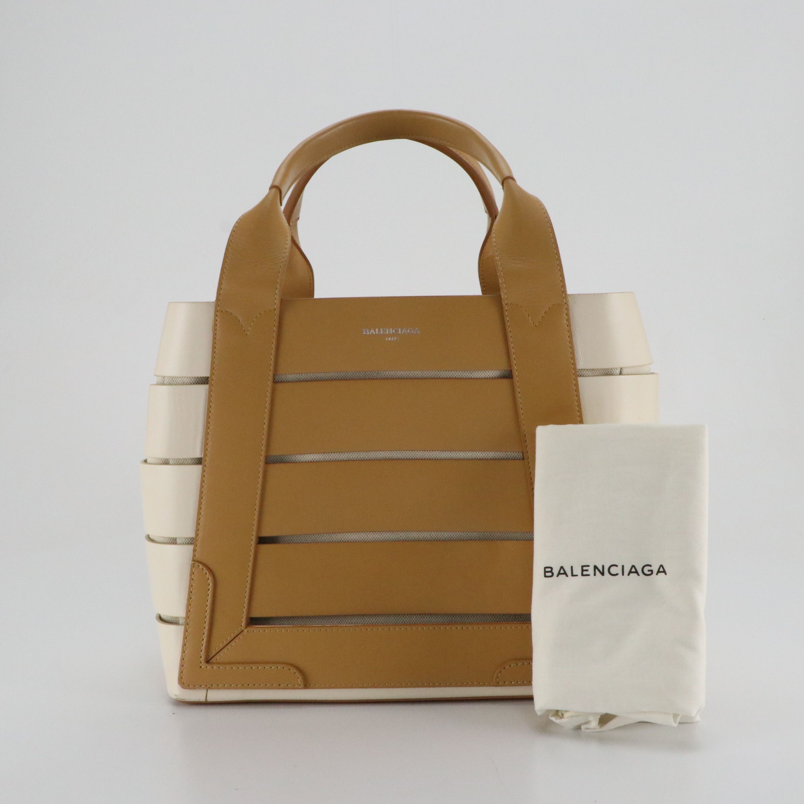 Balenciaga Top Handle Tote in Bicolor Cut Out Calfskin Leather