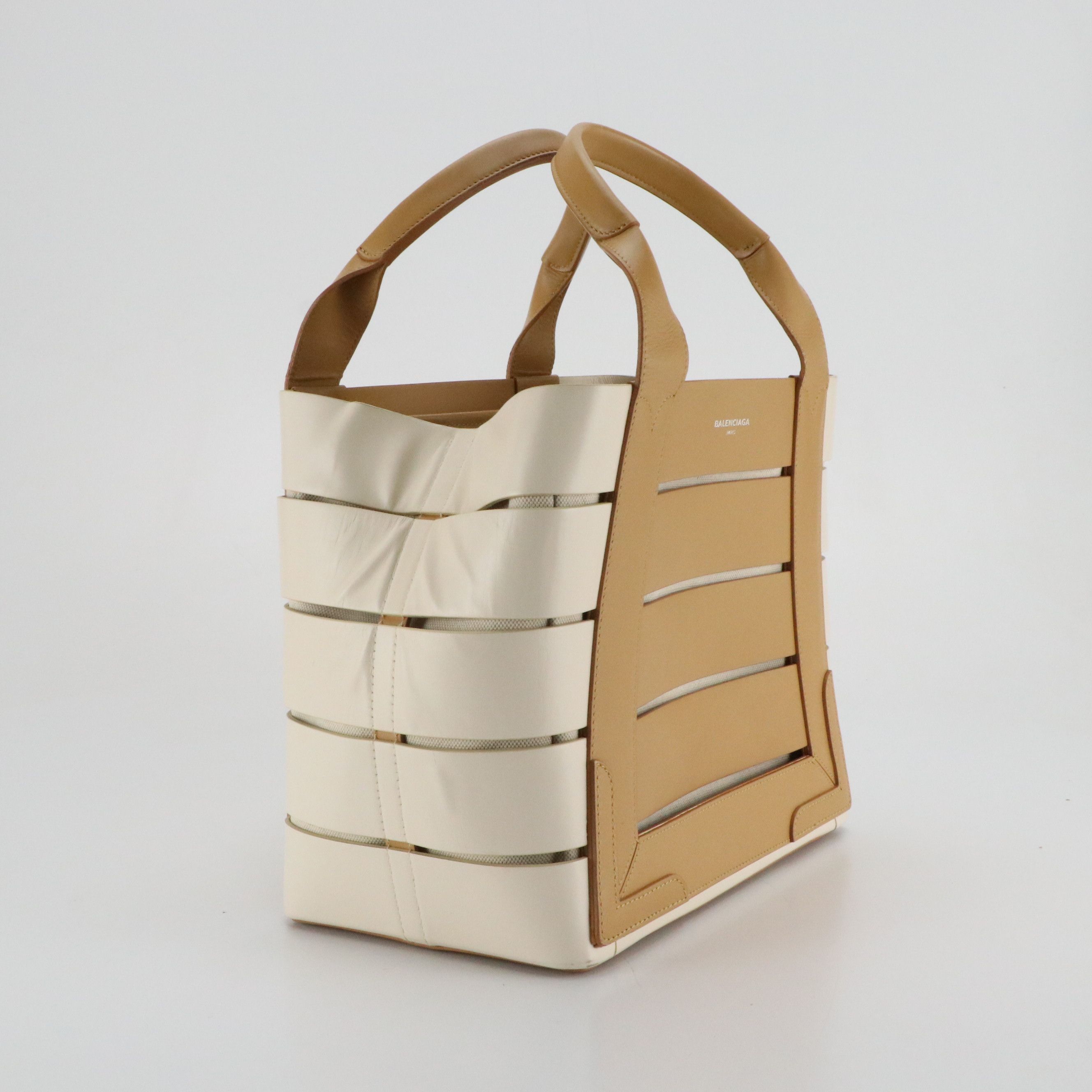 Balenciaga Top Handle Tote in Bicolor Cut Out Calfskin Leather