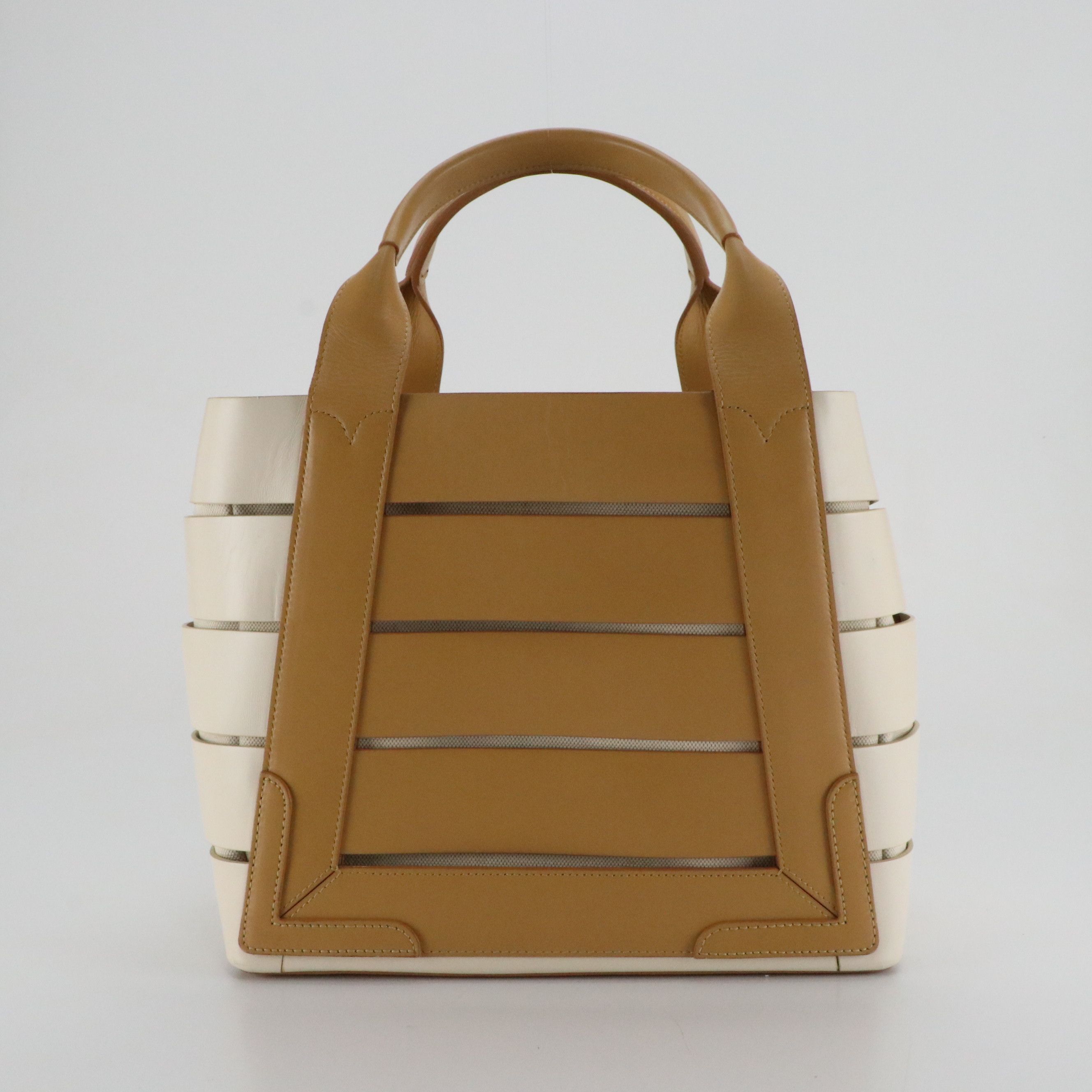 Balenciaga Top Handle Tote in Bicolor Cut Out Calfskin Leather