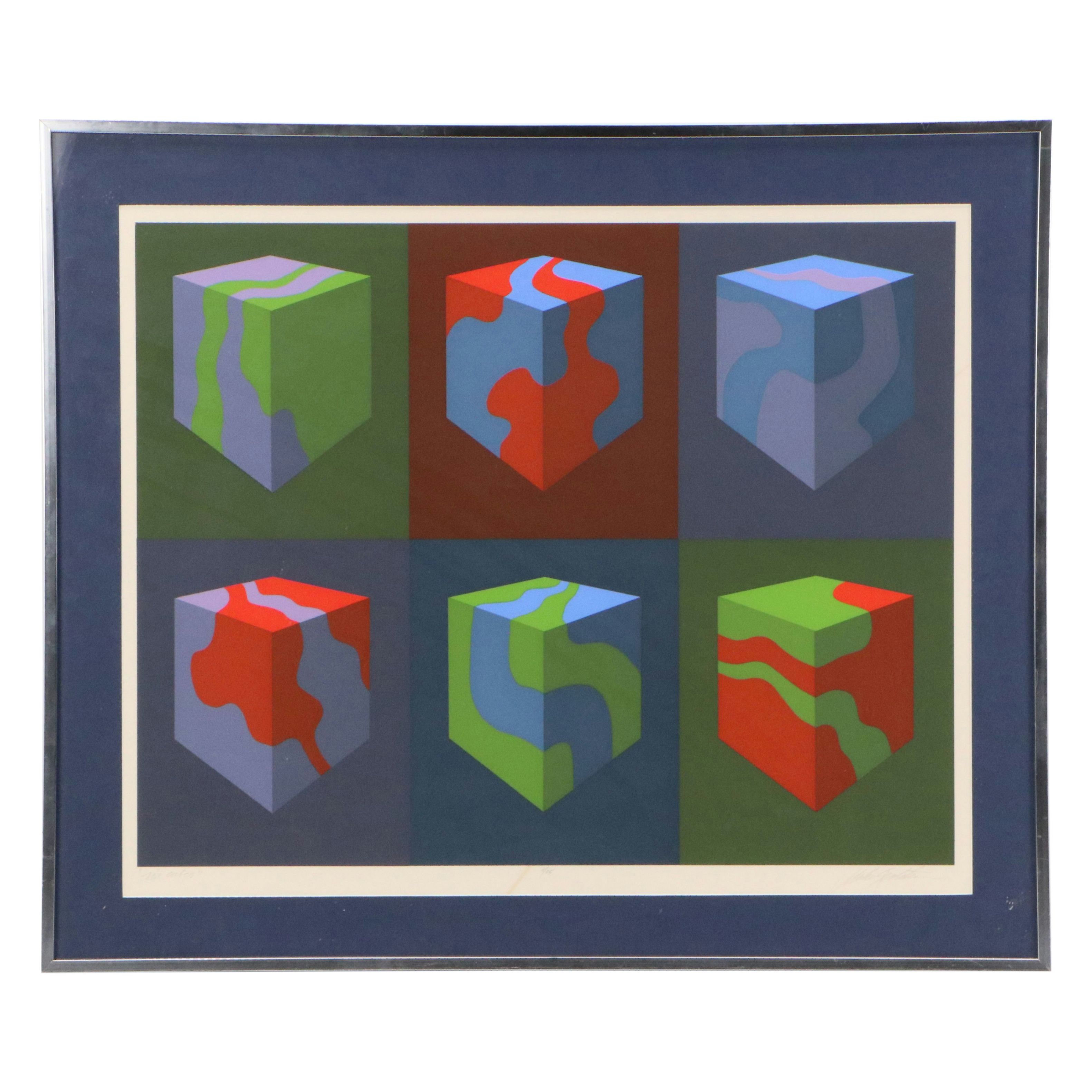 Marko Spalatin Serigraph "Six Cubes" with Signed Art Book, 1970