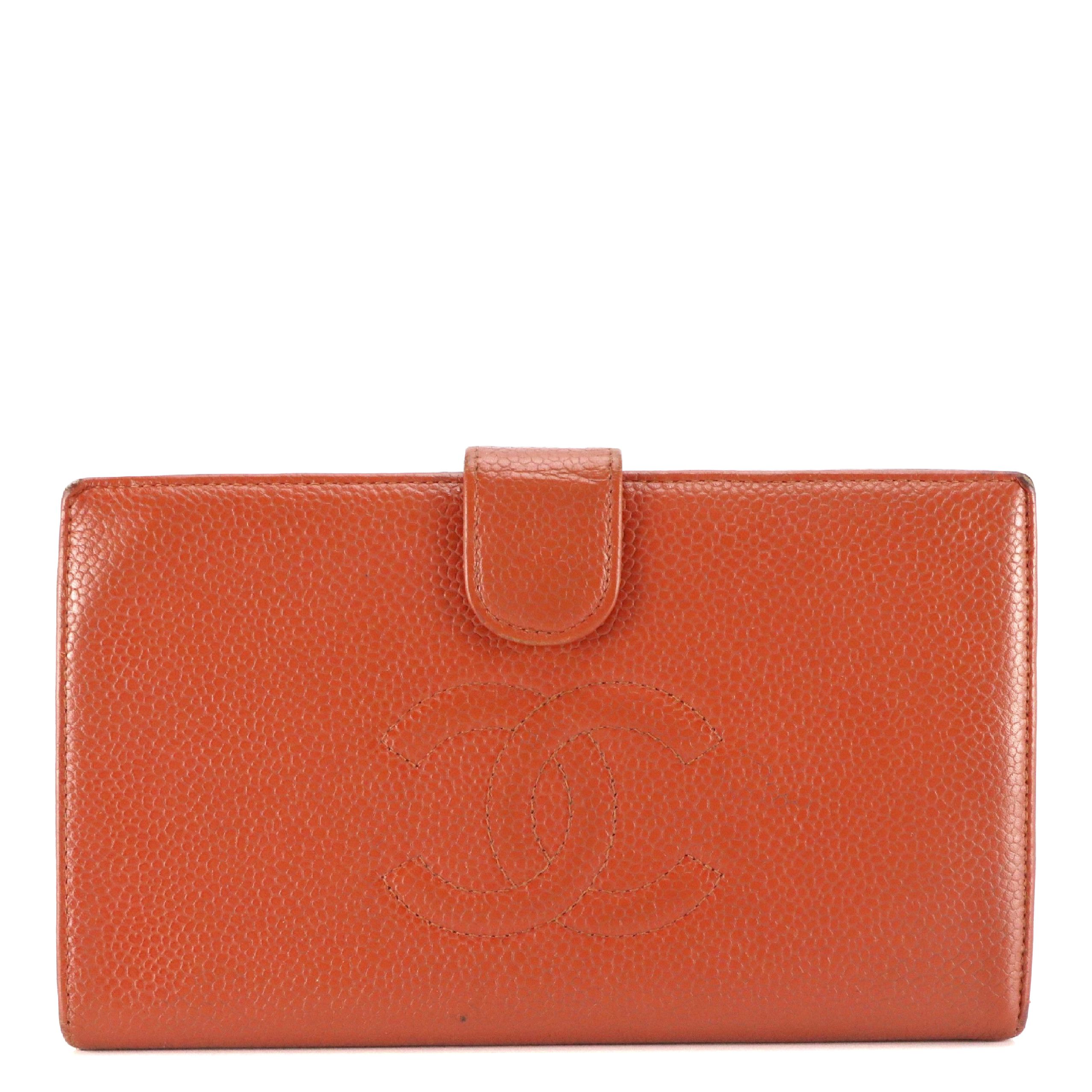 Chanel CC Timeless Continental Wallet in Burnt Orange Caviar Leather
