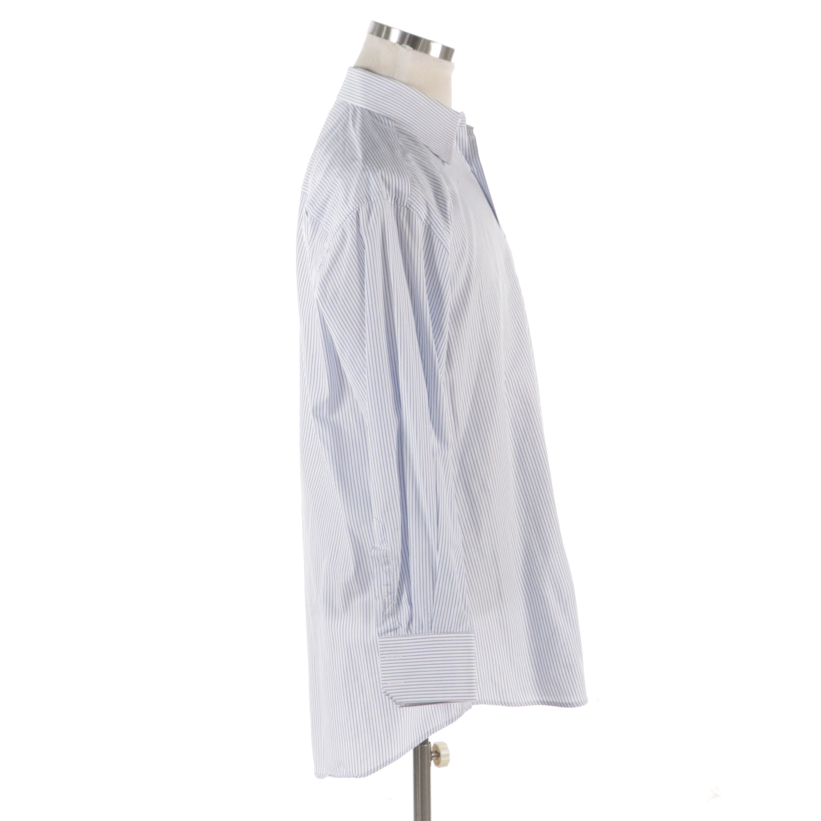 Men's Gucci Striped Cotton Button-Up Shirt in Blue/White