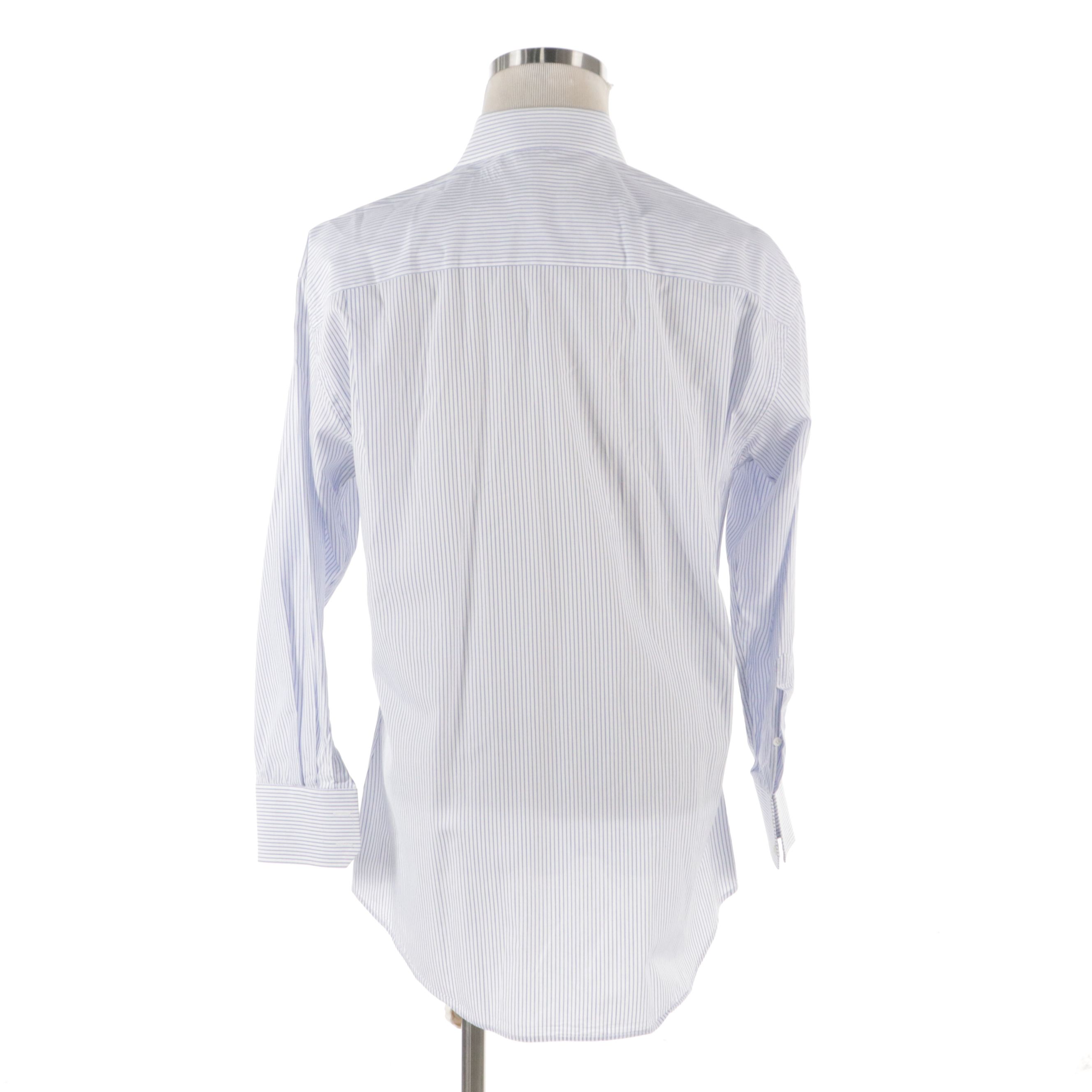 Men's Gucci Striped Cotton Button-Up Shirt in Blue/White
