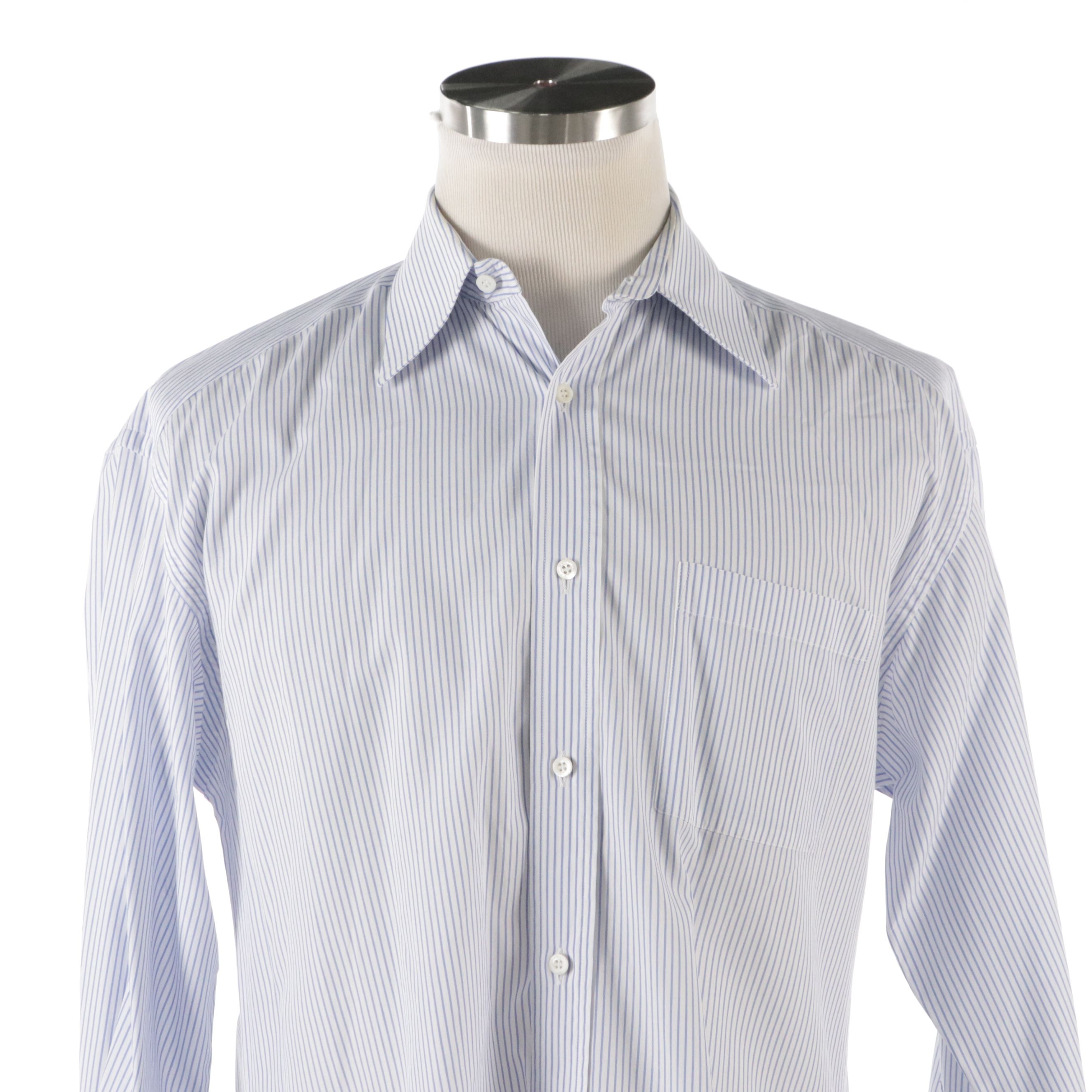 Men's Gucci Striped Cotton Button-Up Shirt in Blue/White