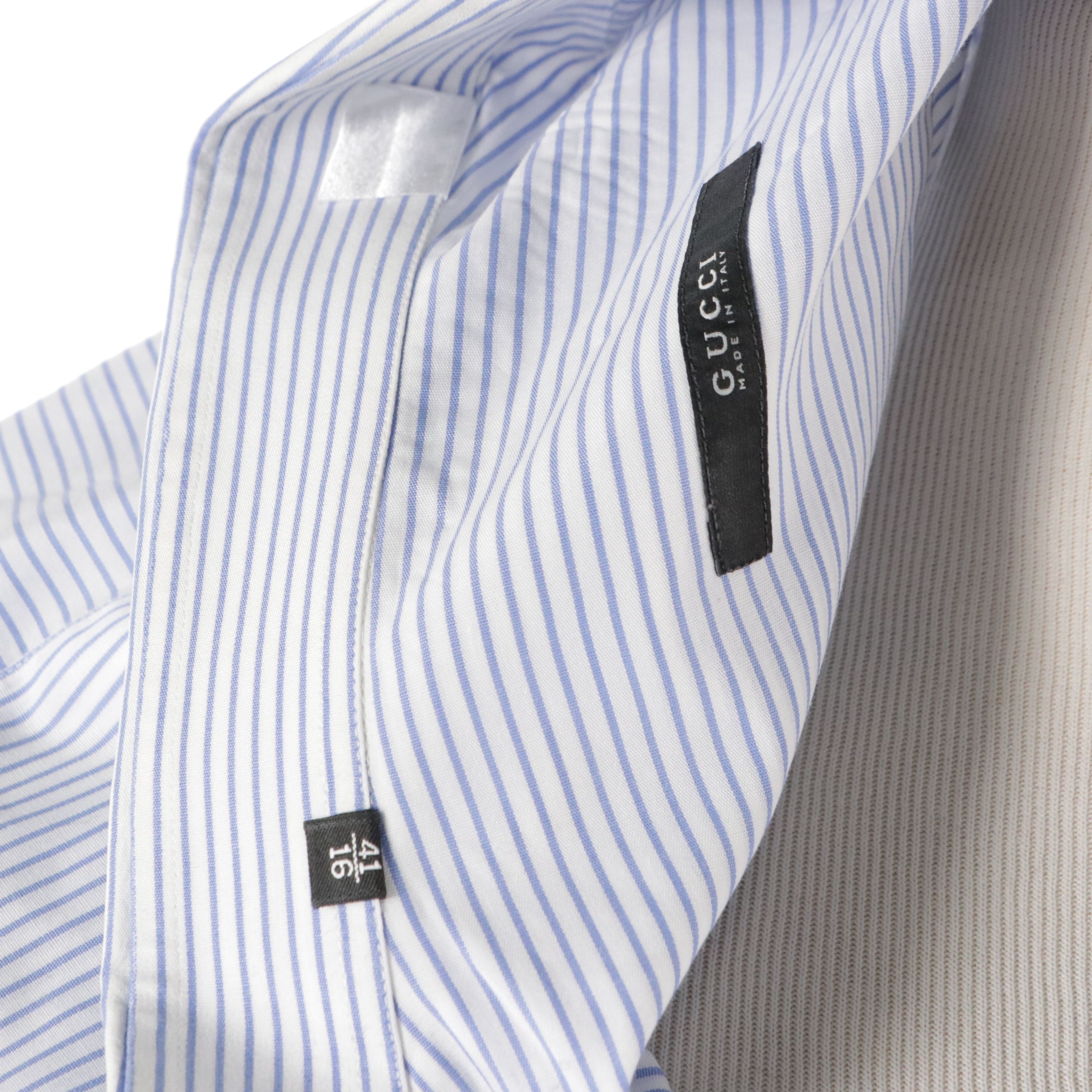 Men's Gucci Striped Cotton Button-Up Shirt in Blue/White