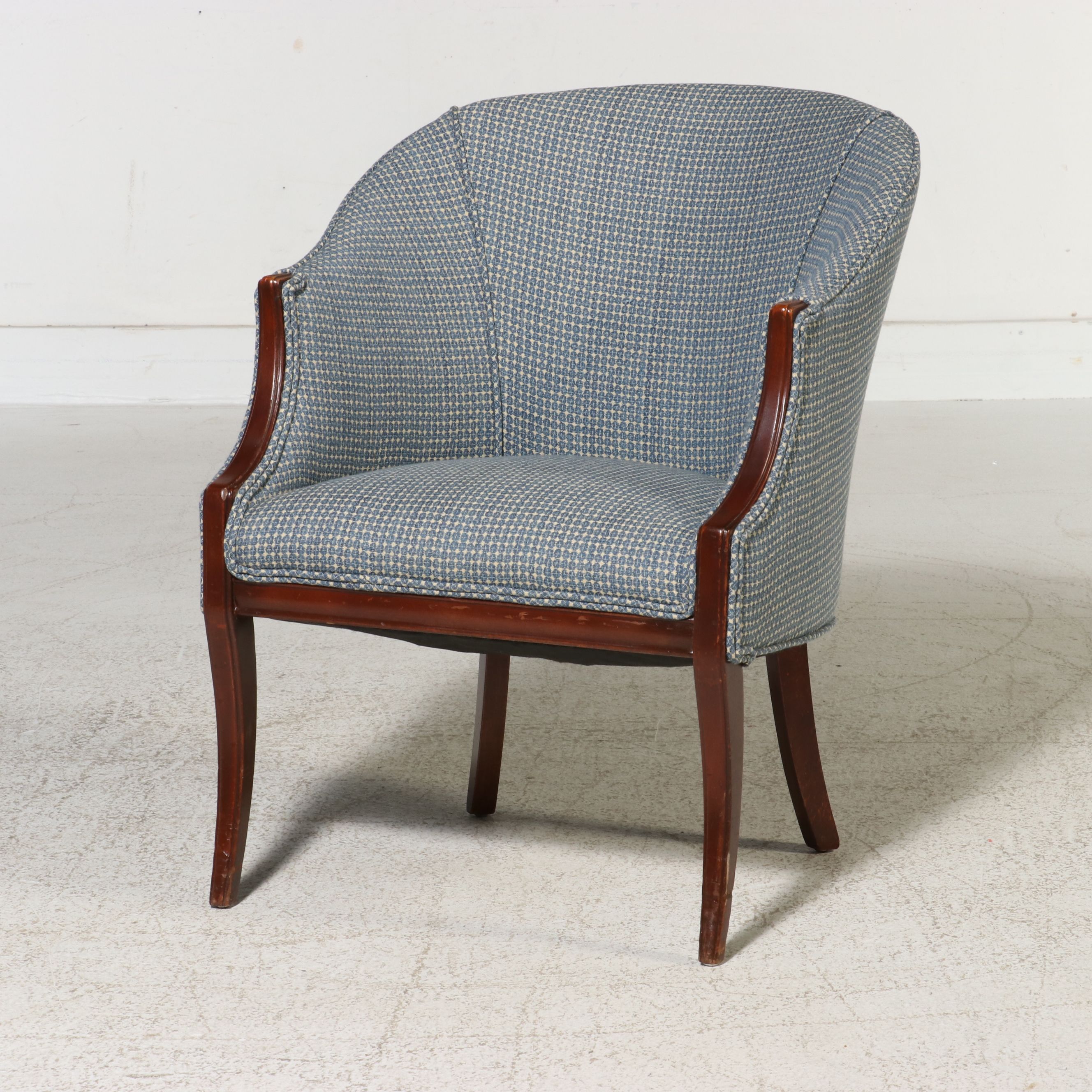 Upholstered Barrel-Back Armchair, 20th Century